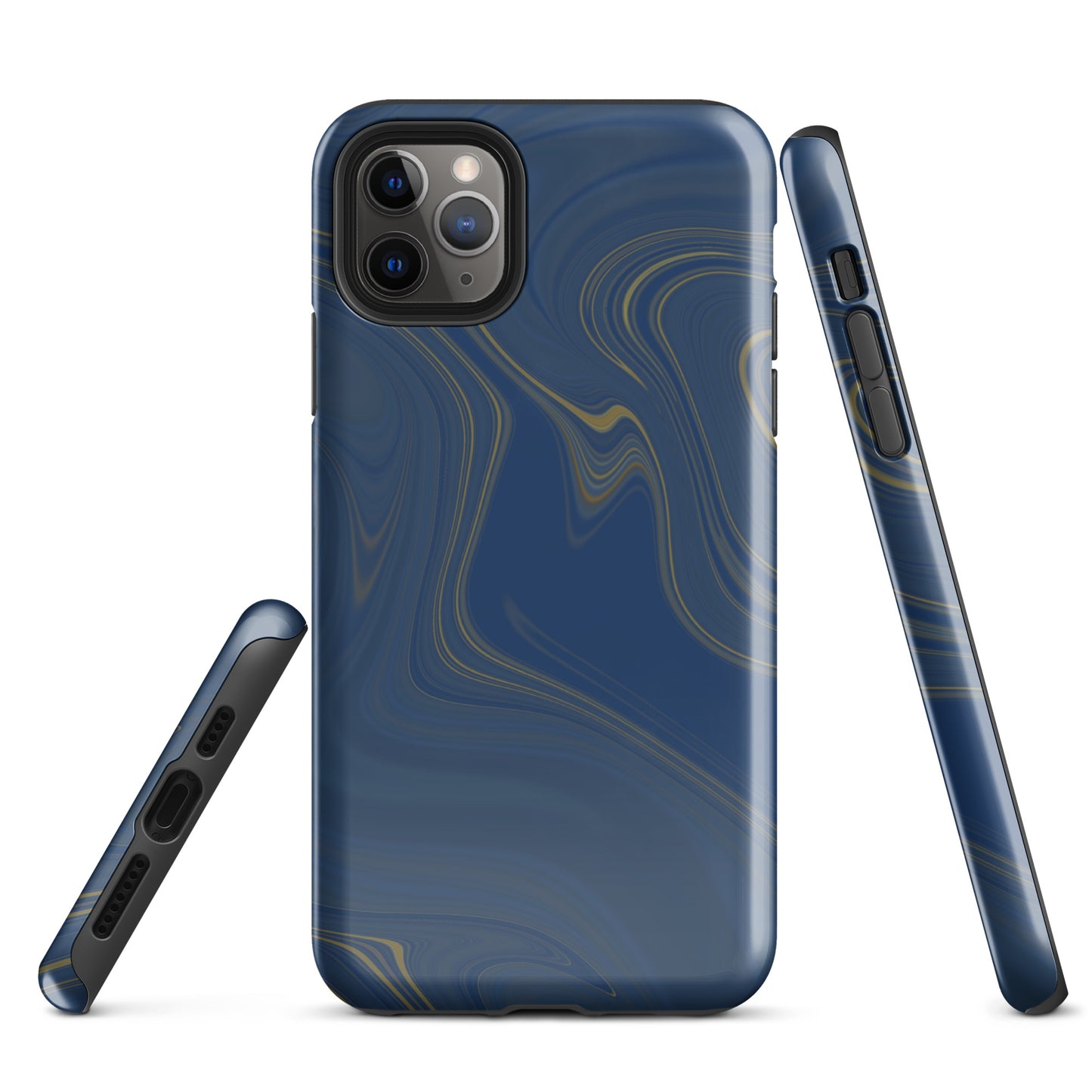 Tough Case for iPhone®- Liquid Gold Marble Blue