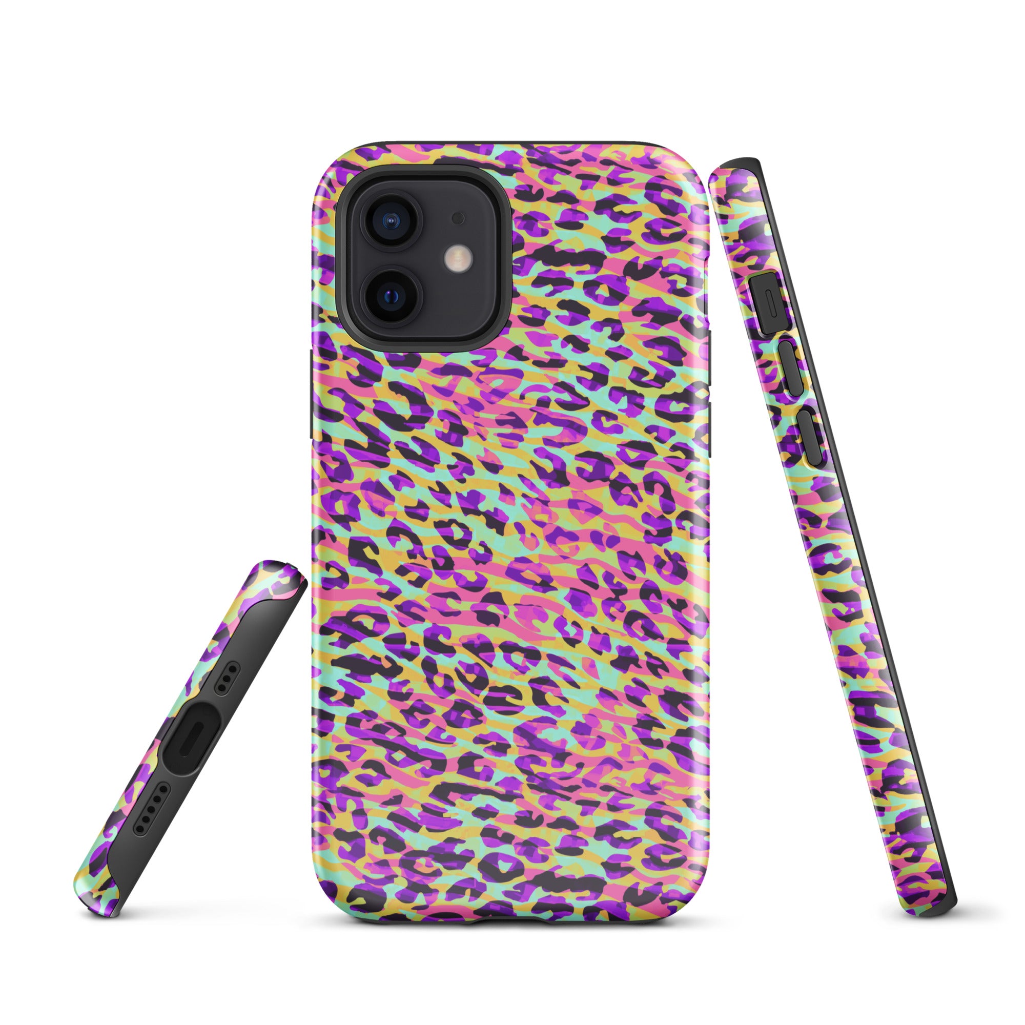 Tough Case for iPhone®- Zebra and Leopard Print Pink with Yellow