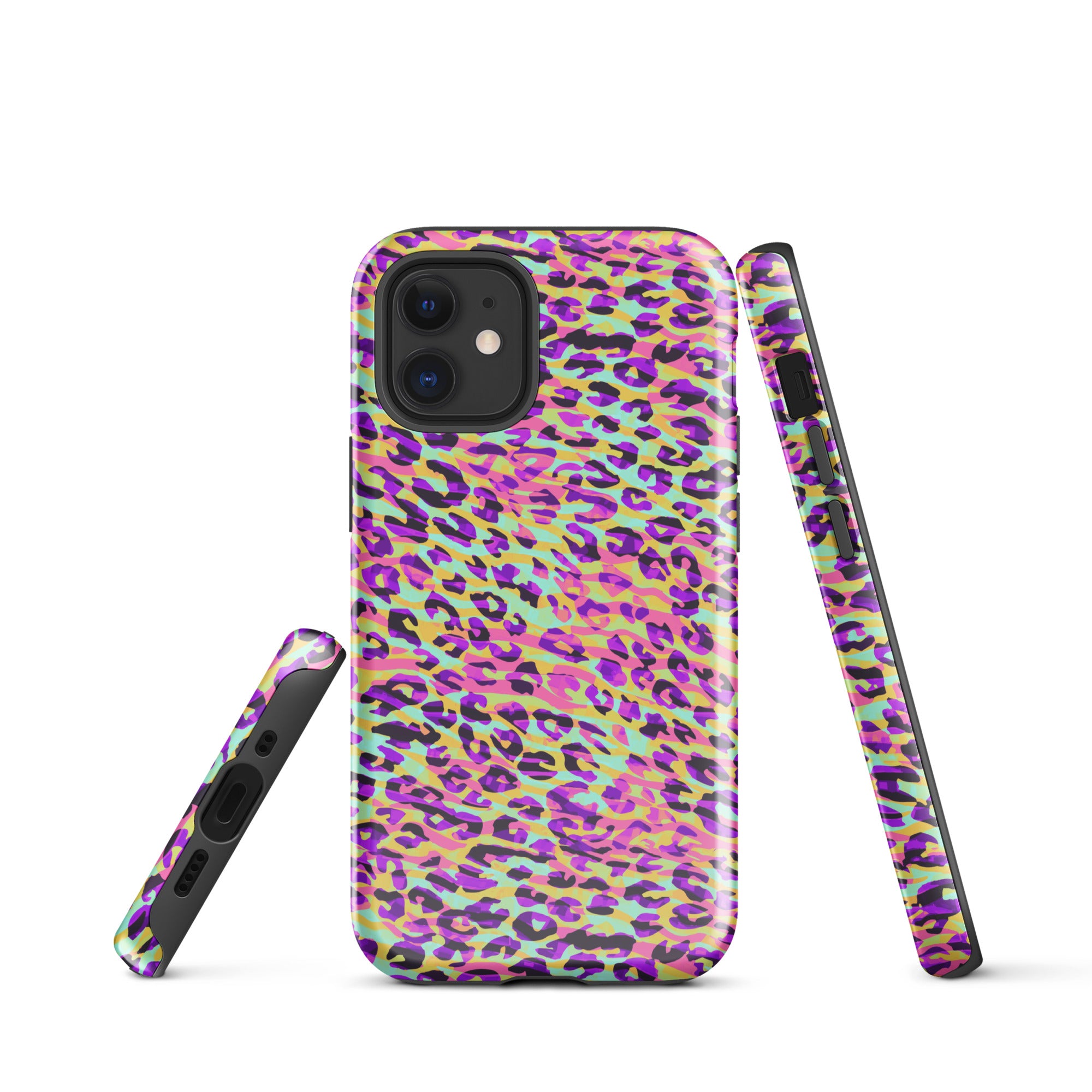 Tough Case for iPhone®- Zebra and Leopard Print Pink with Yellow