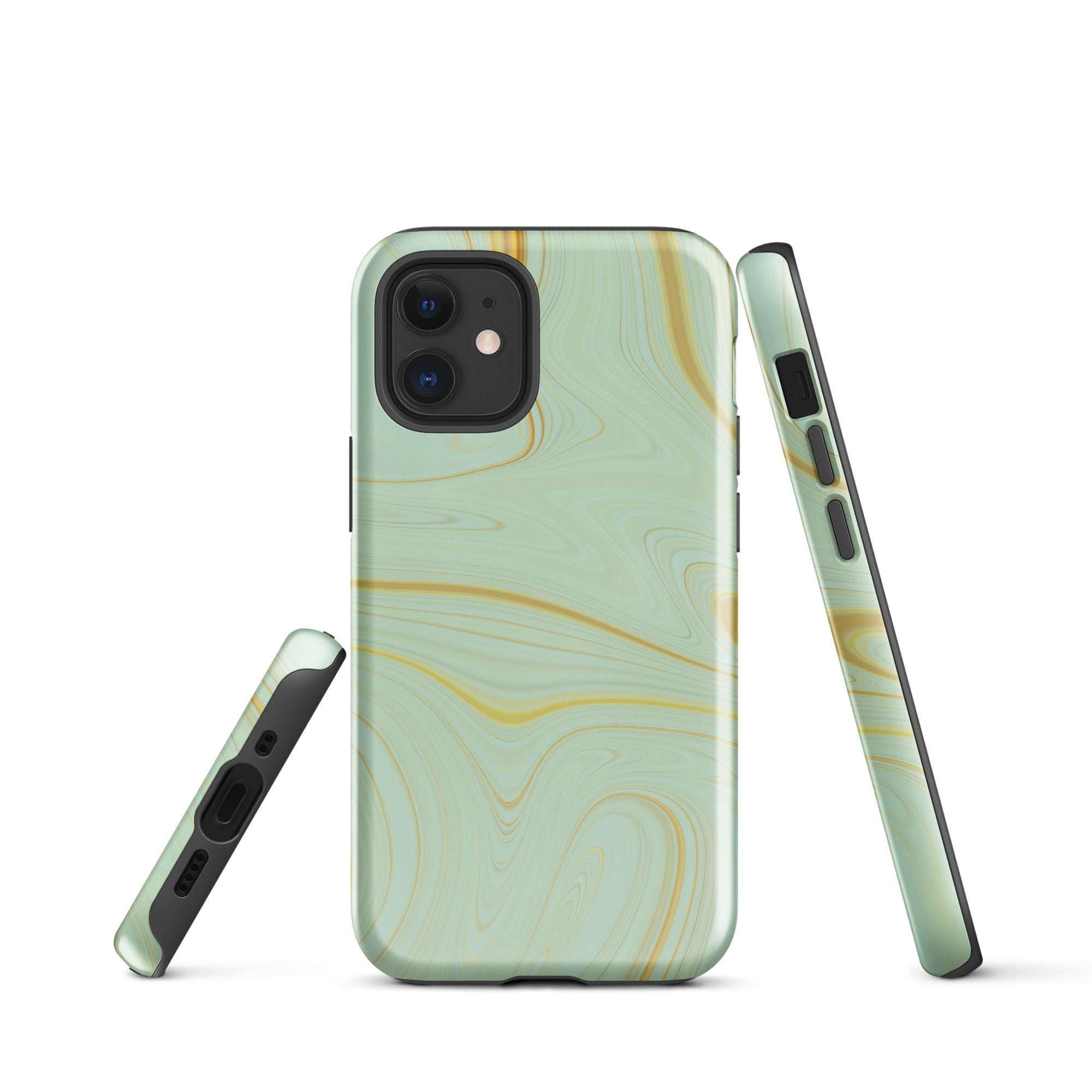 Tough Case for iPhone®- Liquid Gold Marble Green