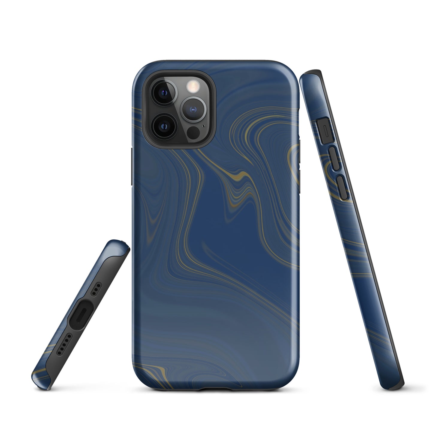 Tough Case for iPhone®- Liquid Gold Marble Blue