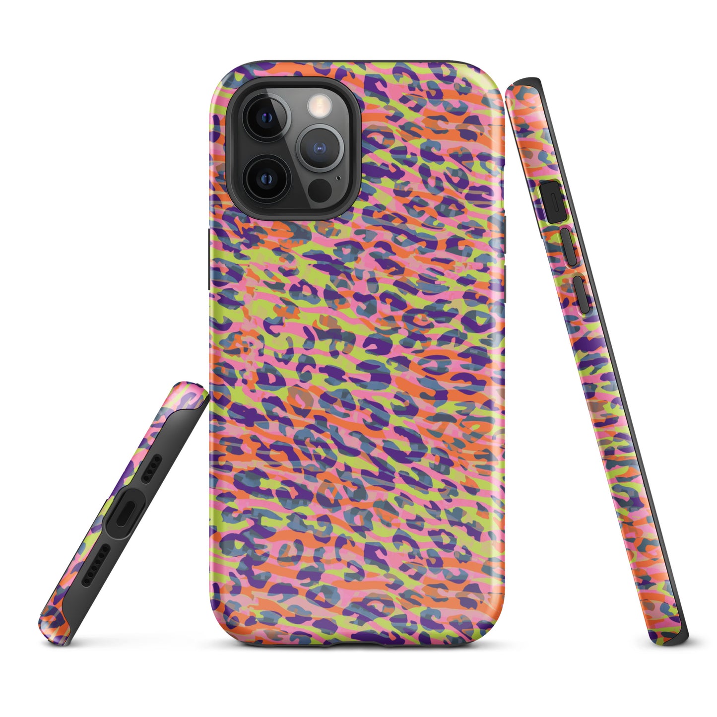 Tough Case for iPhone®- Zebra and Leopard Print Orange with Yellow