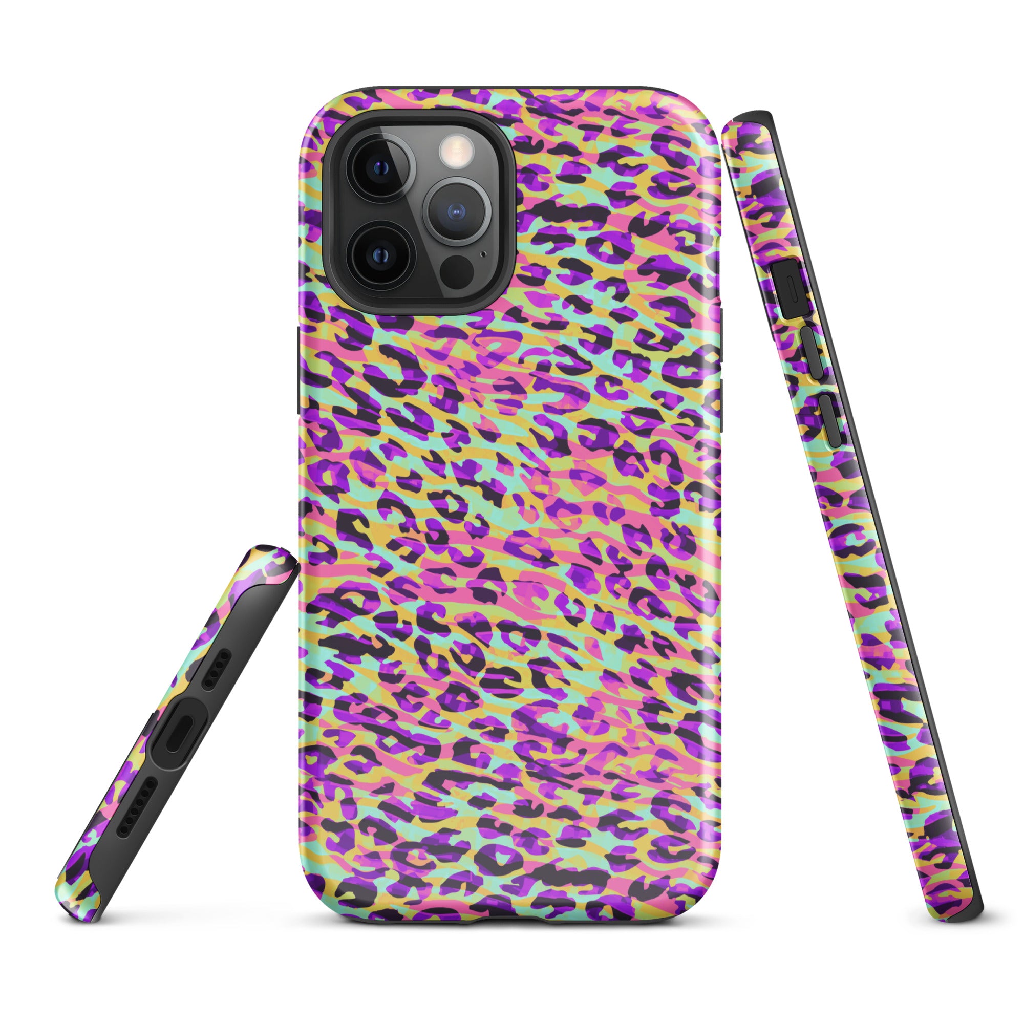 Tough Case for iPhone®- Zebra and Leopard Print Pink with Yellow