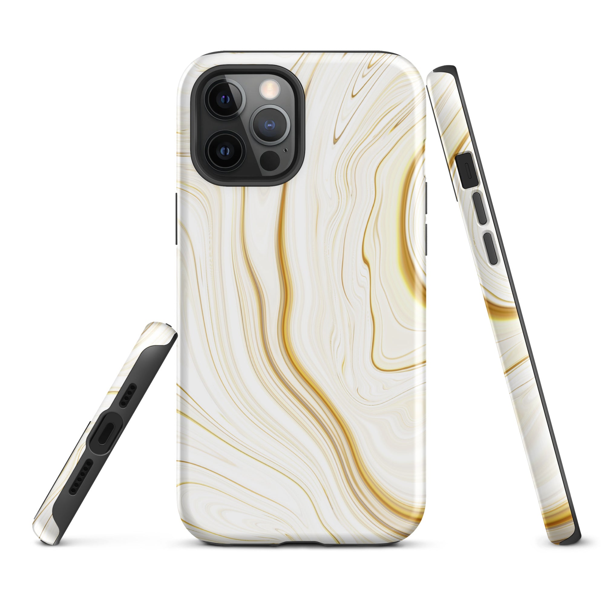 Tough Case for iPhone®- Liquid Gold Marble White