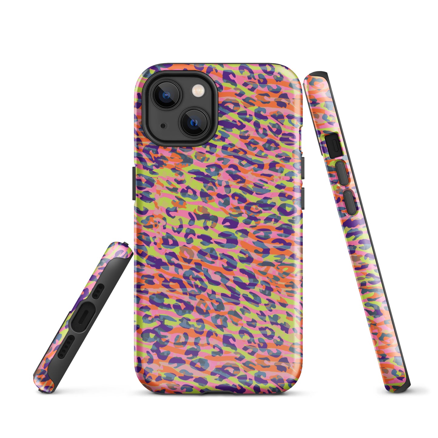 Tough Case for iPhone®- Zebra and Leopard Print Orange with Yellow