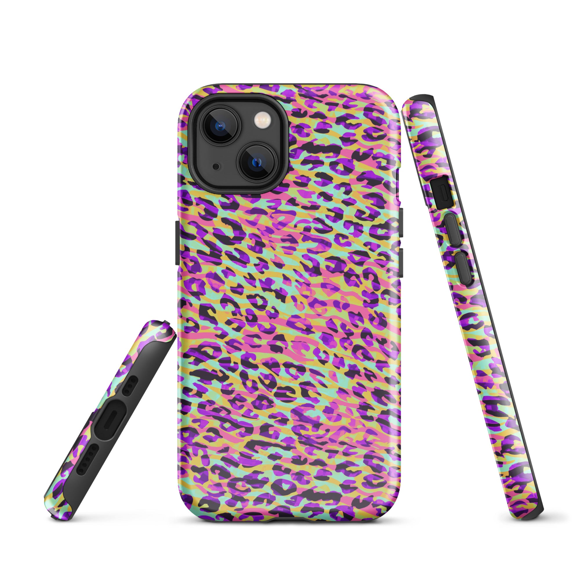 Tough Case for iPhone®- Zebra and Leopard Print Pink with Yellow
