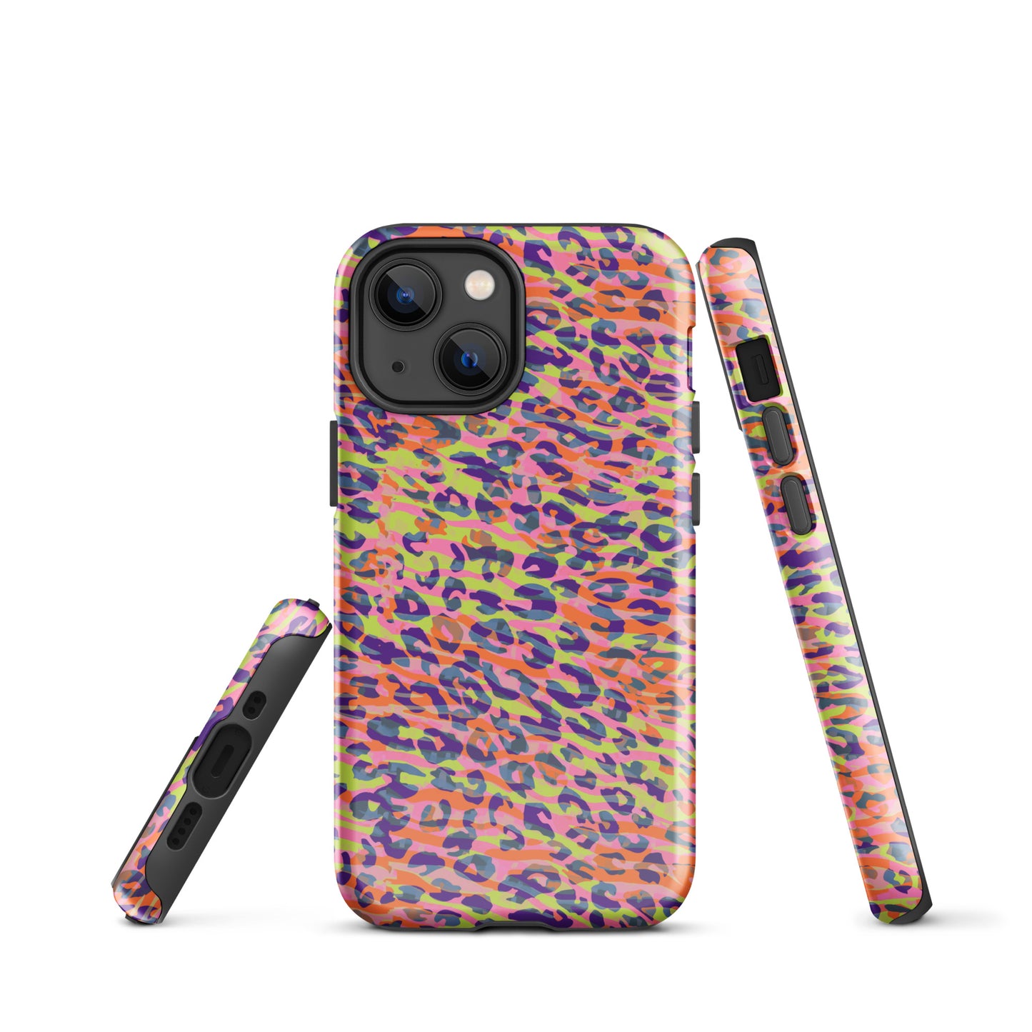 Tough Case for iPhone®- Zebra and Leopard Print Orange with Yellow