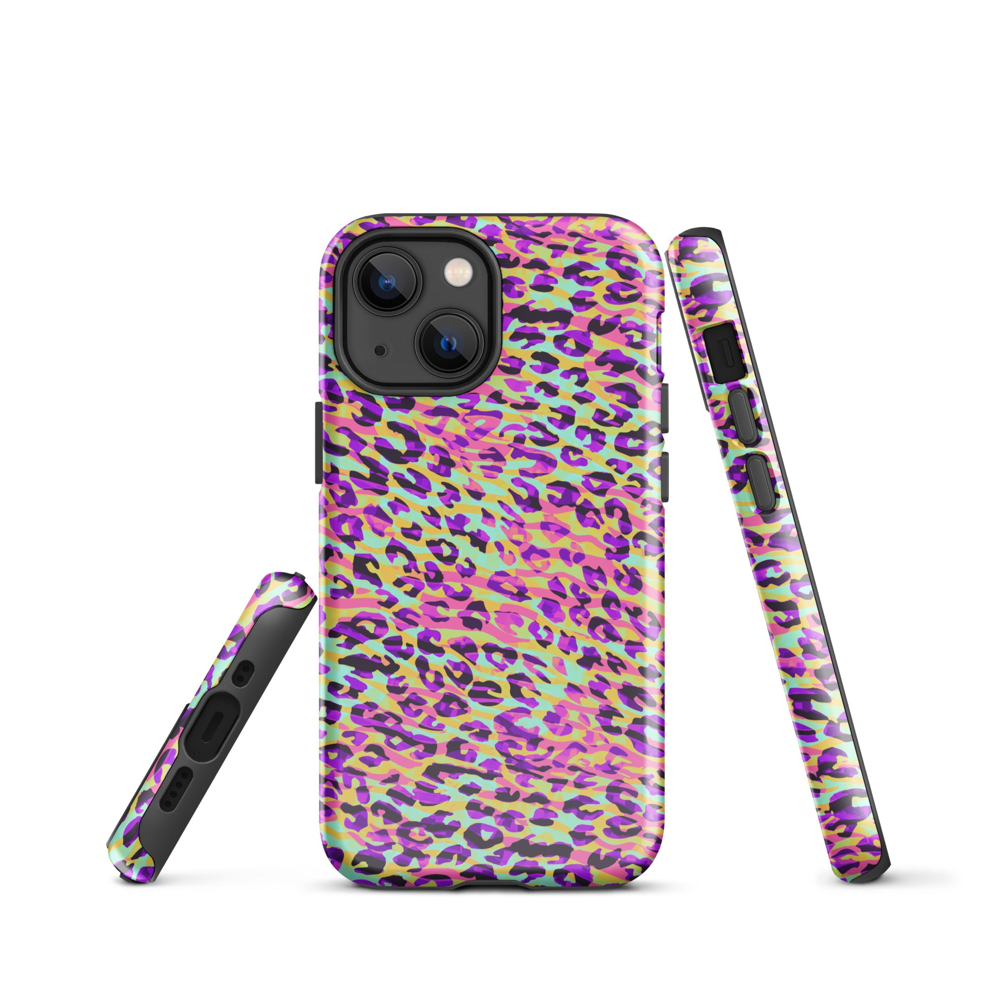 Tough Case for iPhone®- Zebra and Leopard Print Pink with Yellow