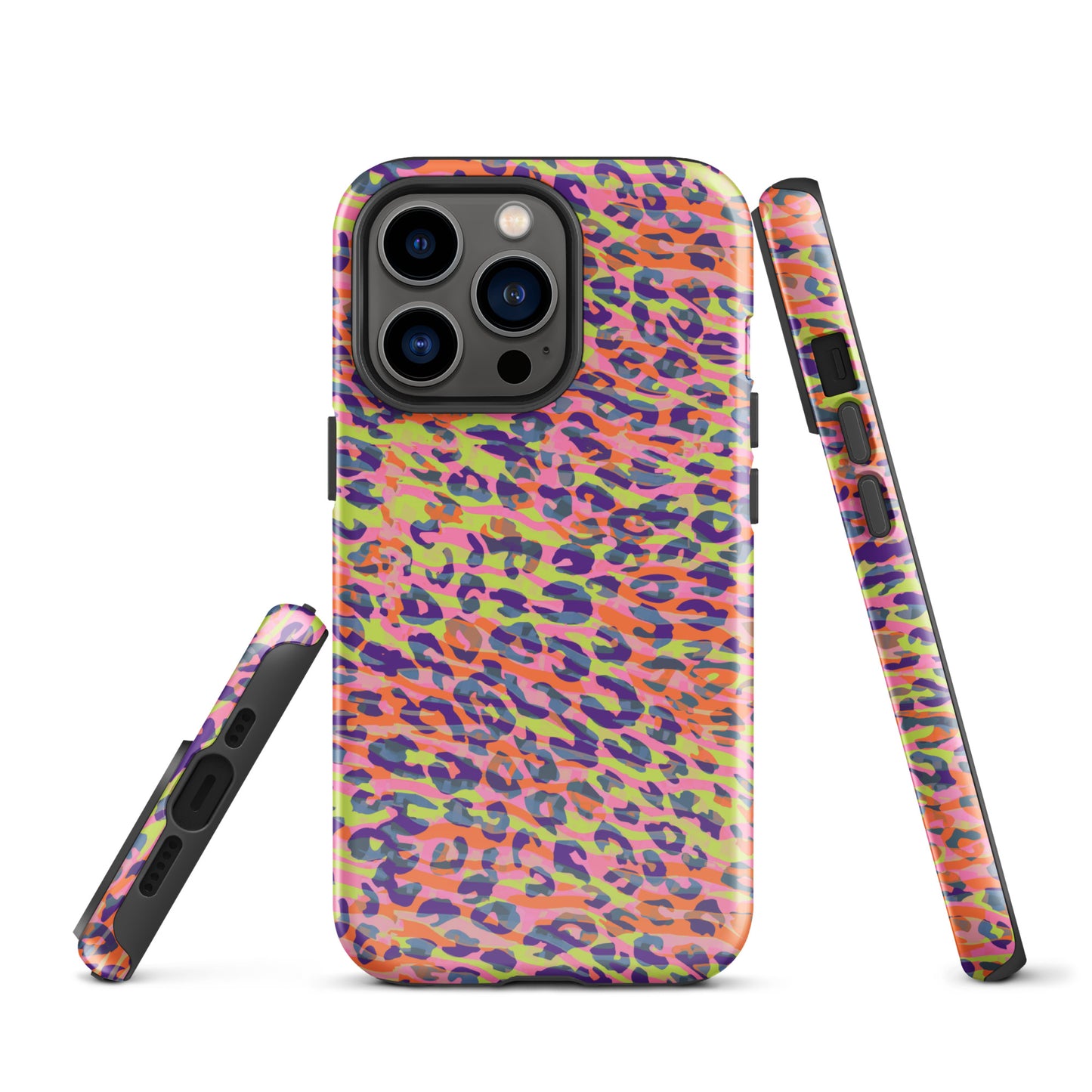 Tough Case for iPhone®- Zebra and Leopard Print Orange with Yellow