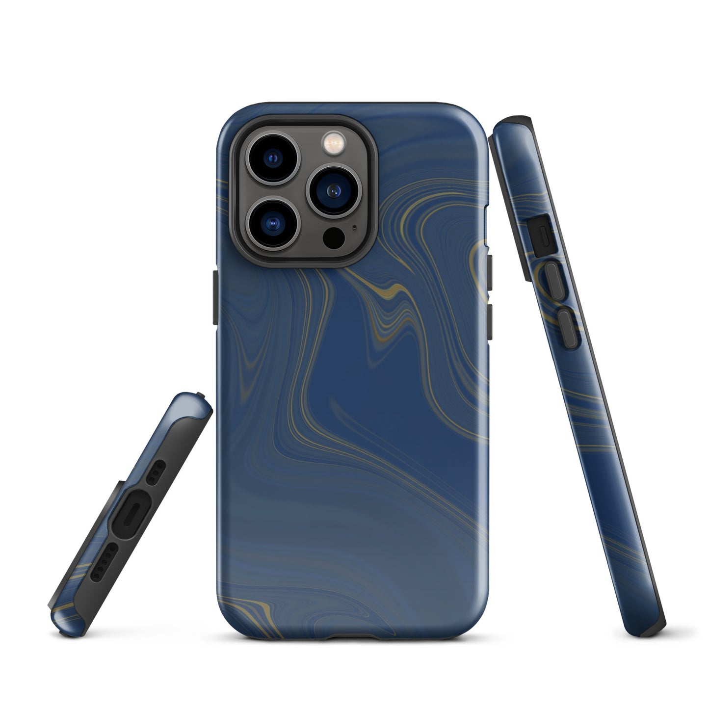 Tough Case for iPhone®- Liquid Gold Marble Blue