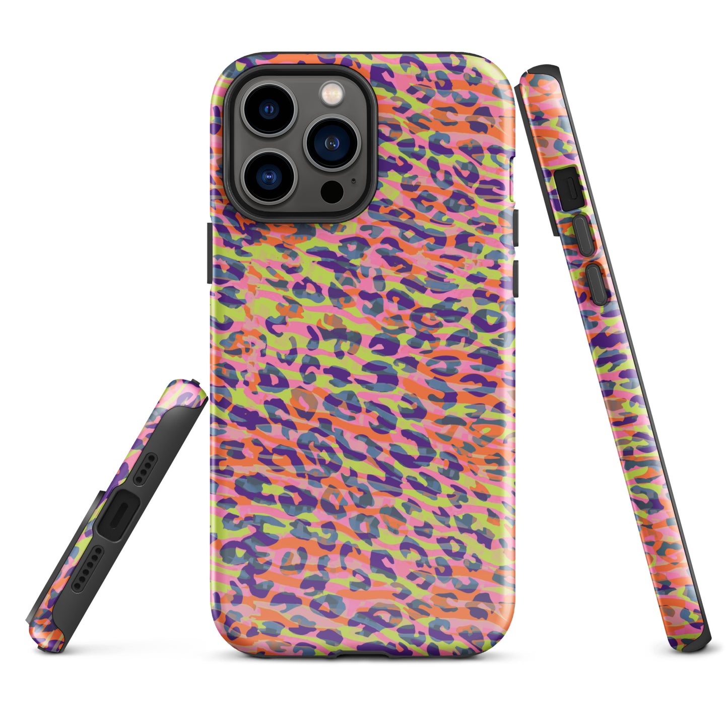 Tough Case for iPhone®- Zebra and Leopard Print Orange with Yellow