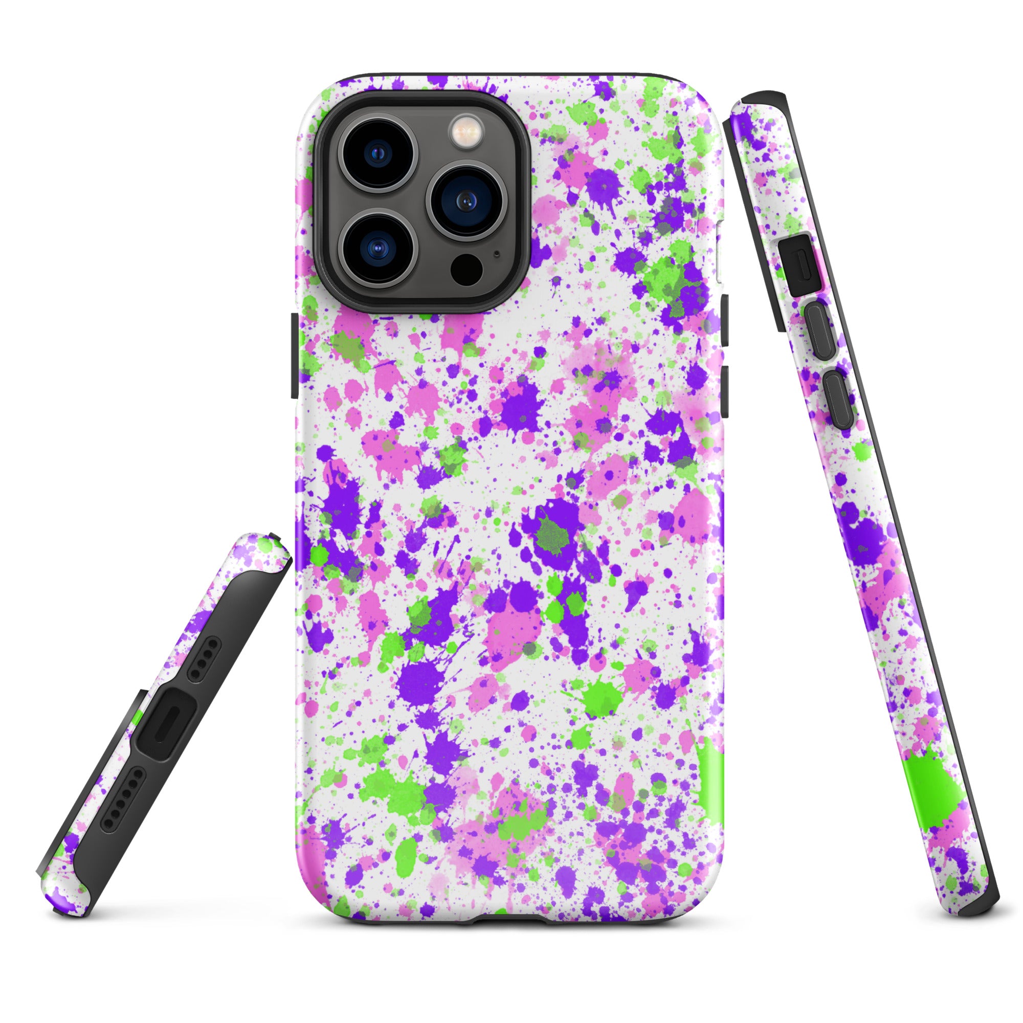 Tough Case for iPhone®- Paint Splatter Purple