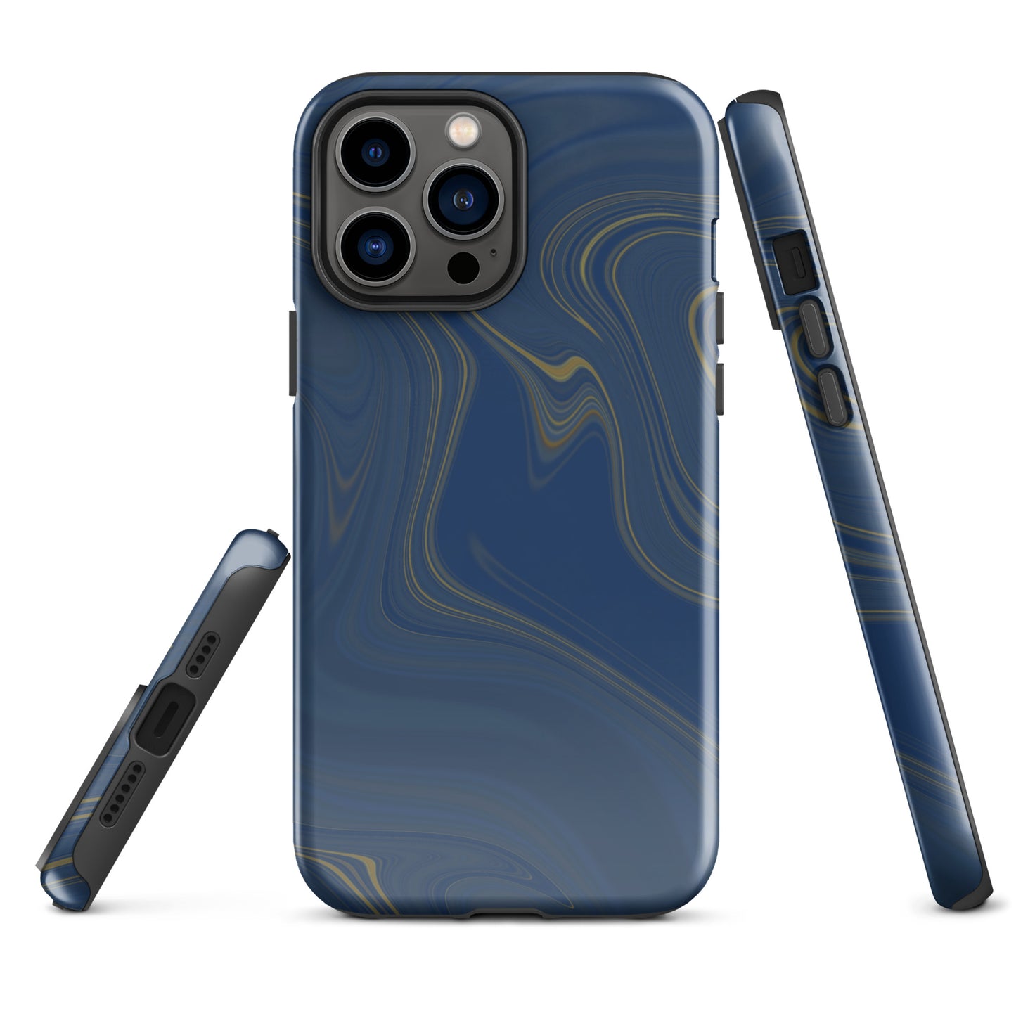 Tough Case for iPhone®- Liquid Gold Marble Blue