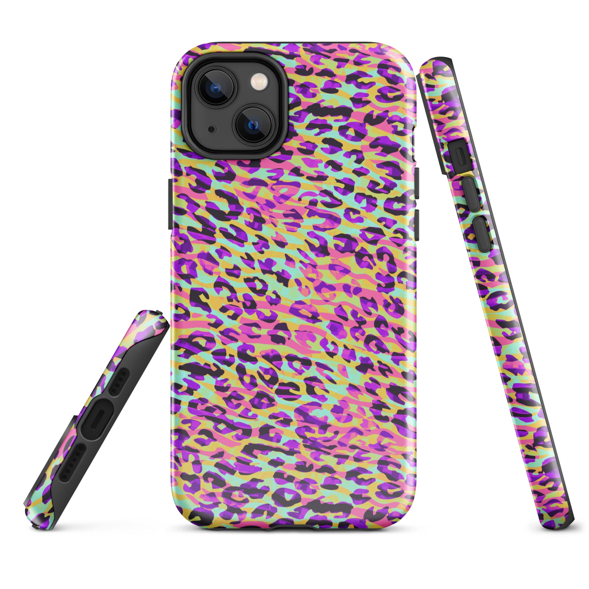 Tough Case for iPhone®- Zebra and Leopard Print Pink with Yellow