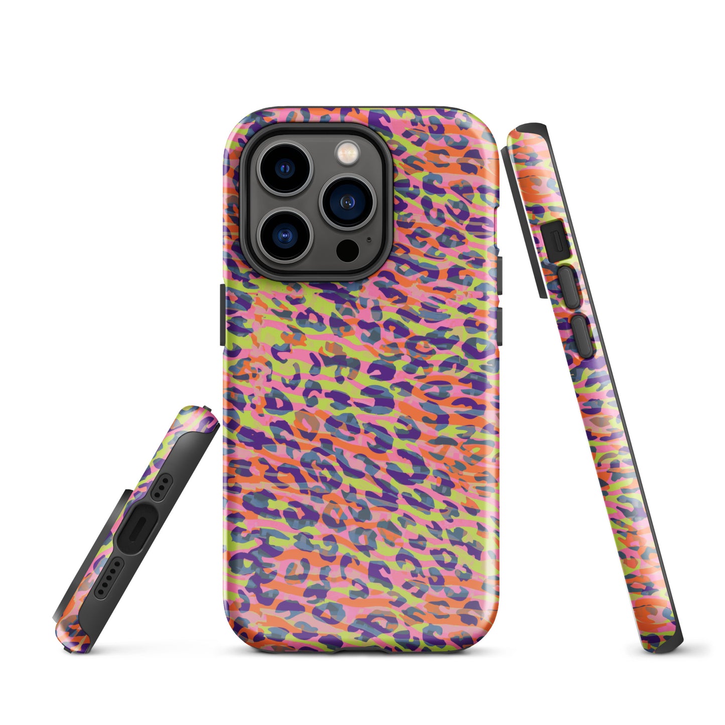 Tough Case for iPhone®- Zebra and Leopard Print Orange with Yellow