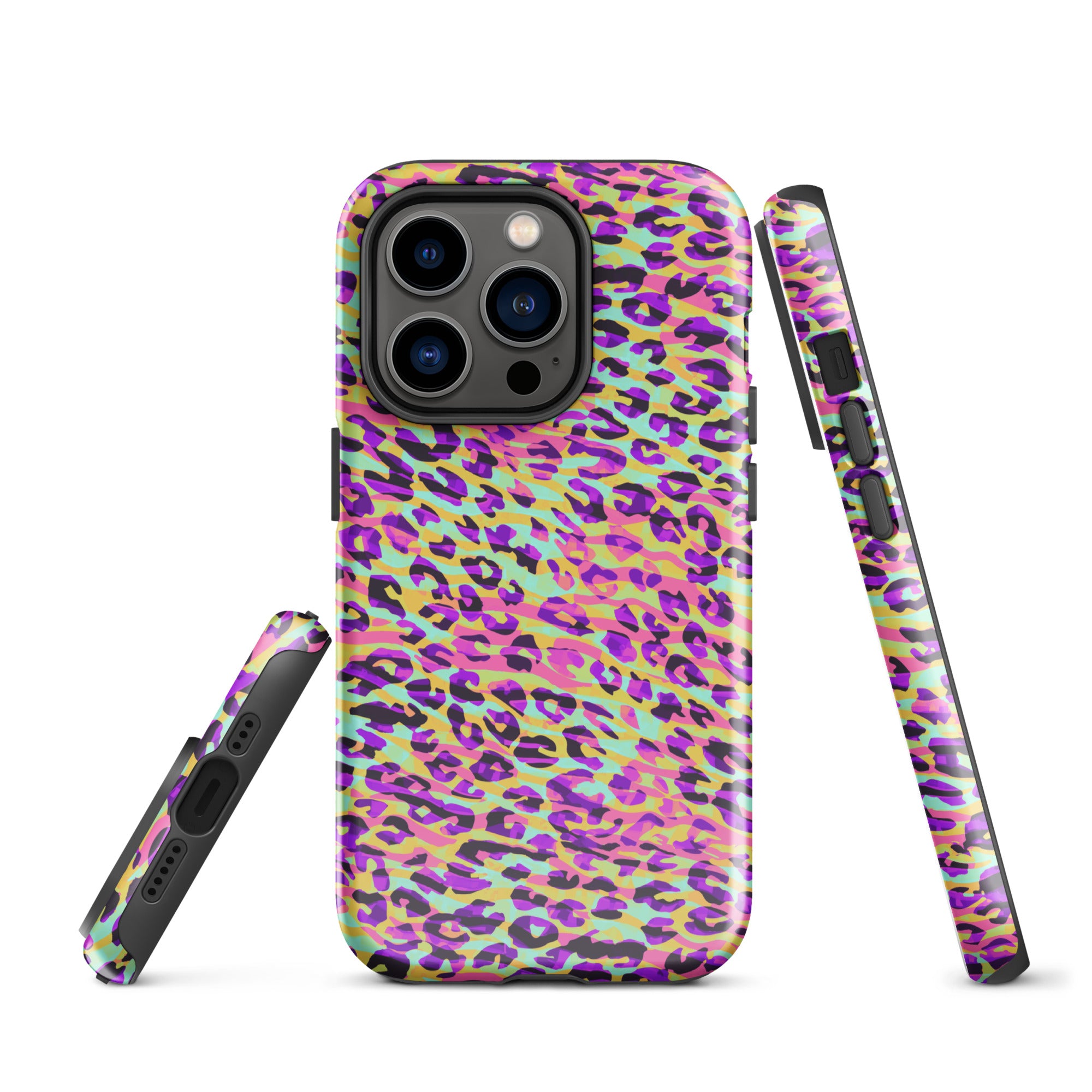 Tough Case for iPhone®- Zebra and Leopard Print Pink with Yellow
