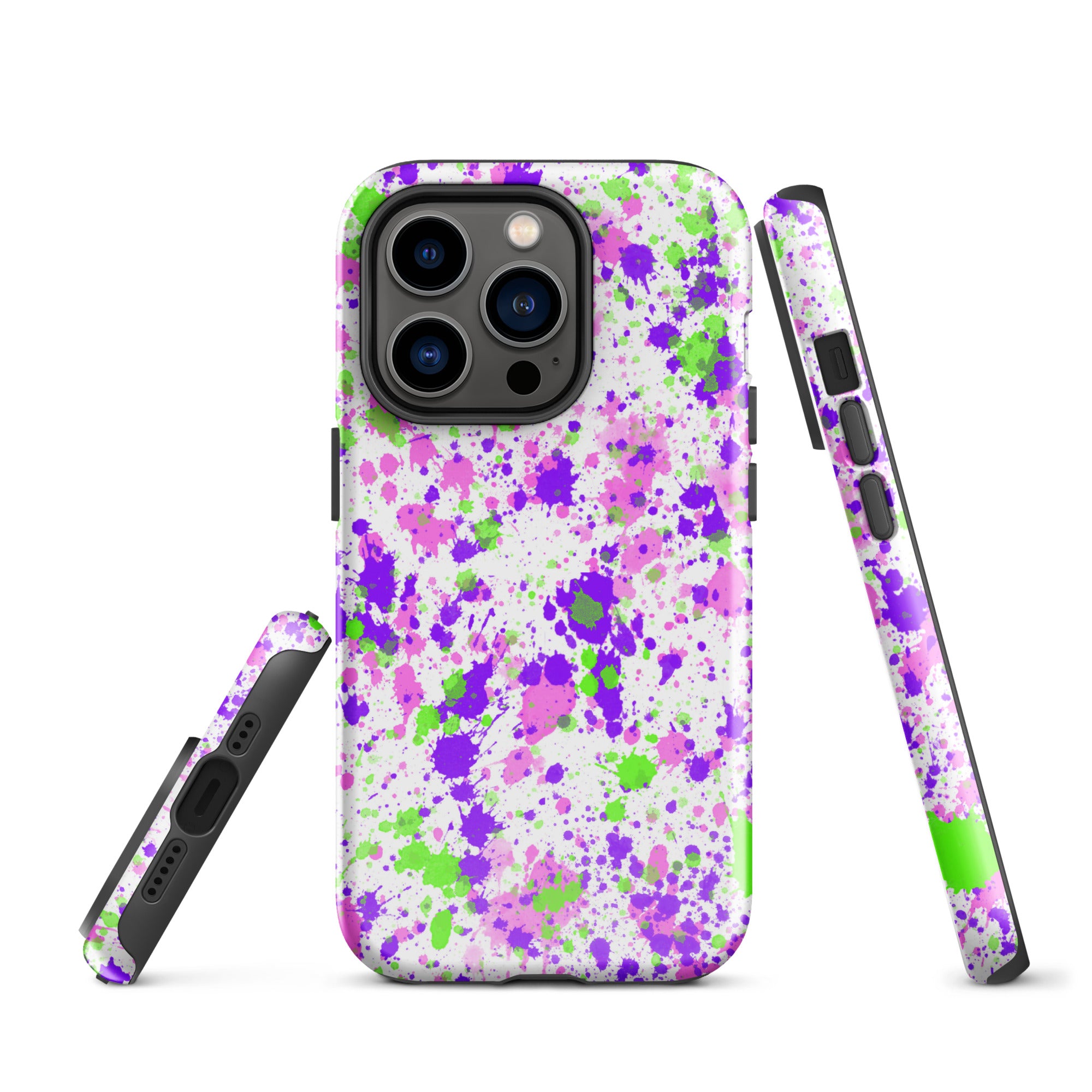 Tough Case for iPhone®- Paint Splatter Purple