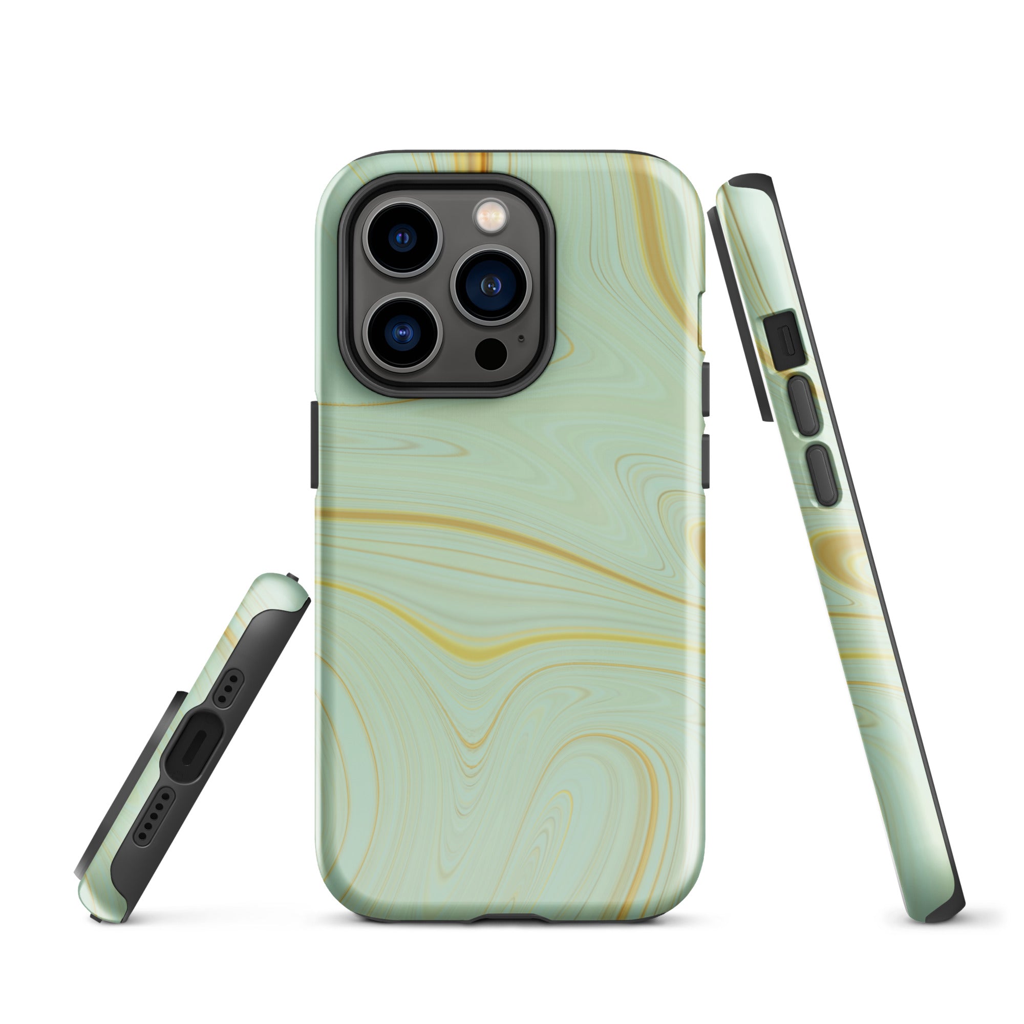 Tough Case for iPhone®- Liquid Gold Marble Green