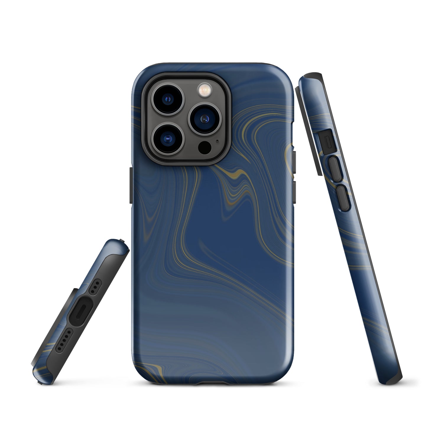 Tough Case for iPhone®- Liquid Gold Marble Blue