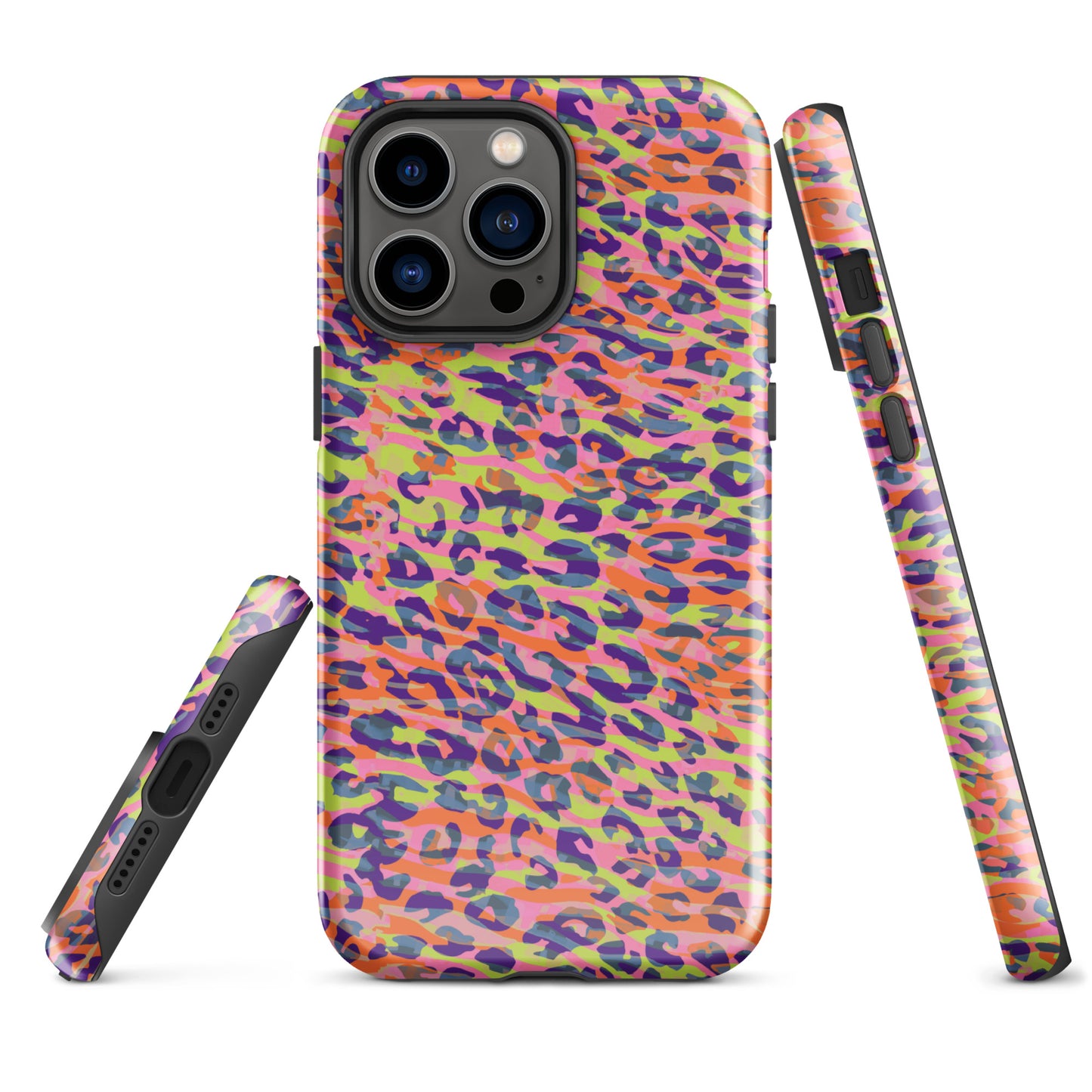 Tough Case for iPhone®- Zebra and Leopard Print Orange with Yellow