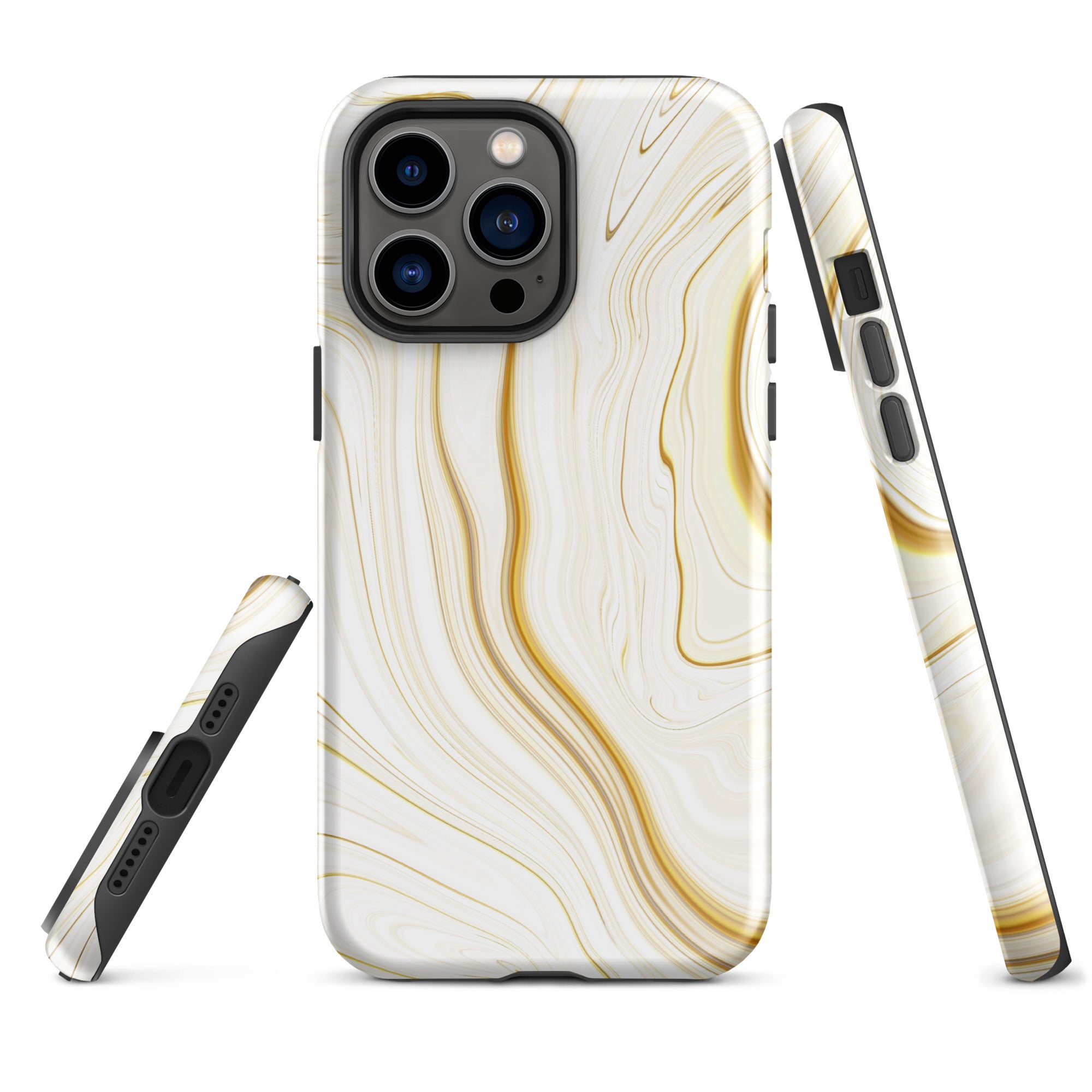 Tough Case for iPhone®- Liquid Gold Marble White