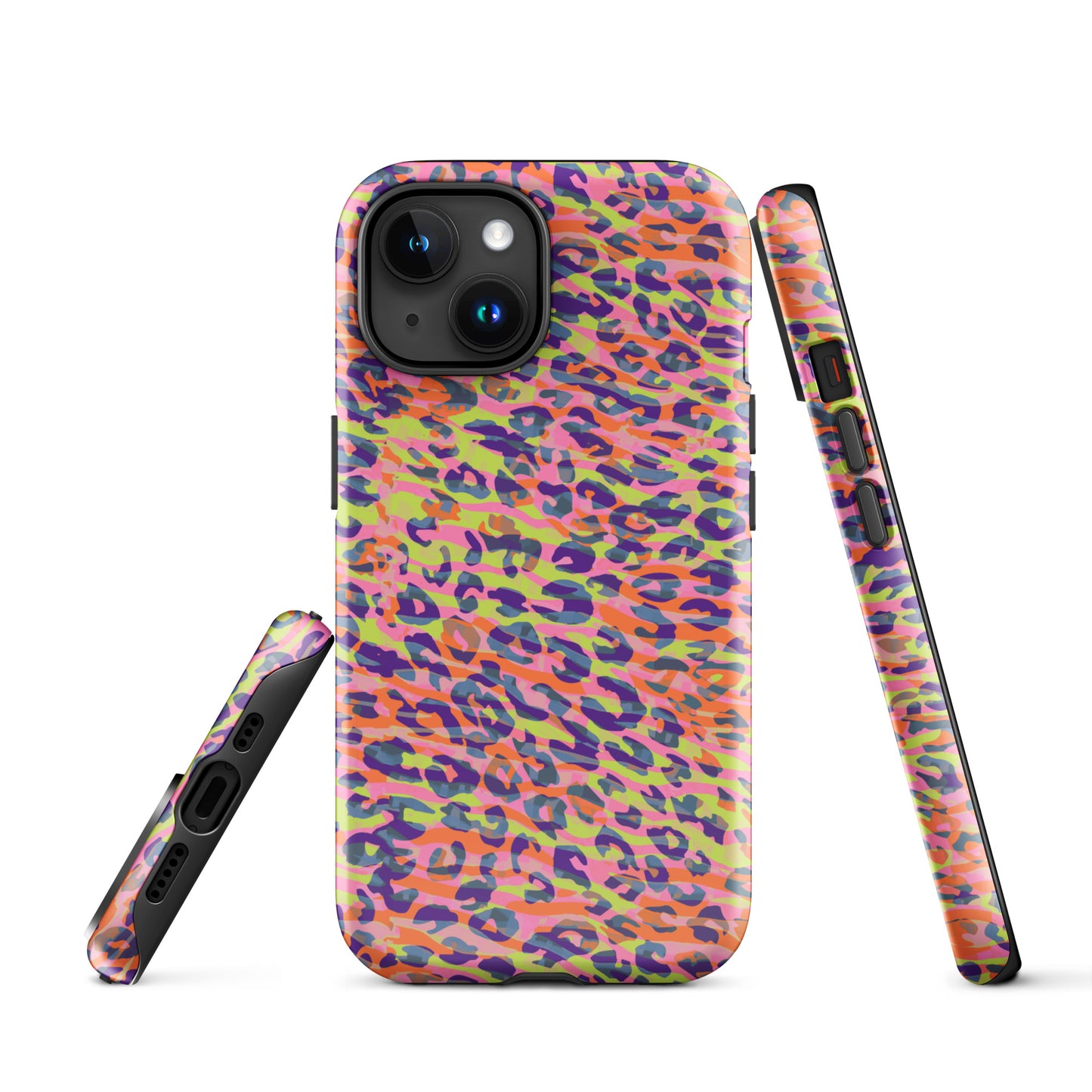 Tough Case for iPhone®- Zebra and Leopard Print Orange with Yellow