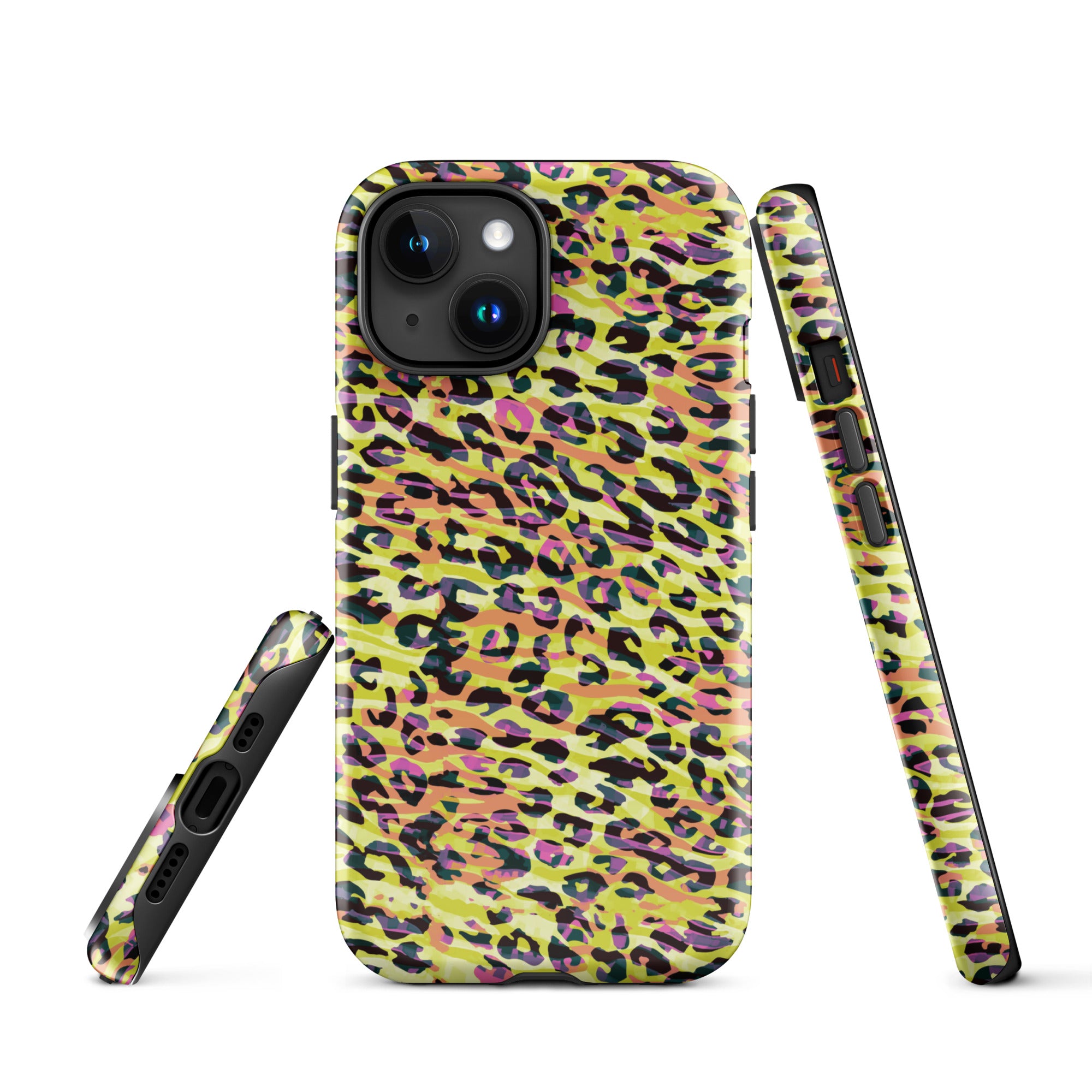 Tough Case for iPhone®- Zebra and Leopard Print Yellow with Orange