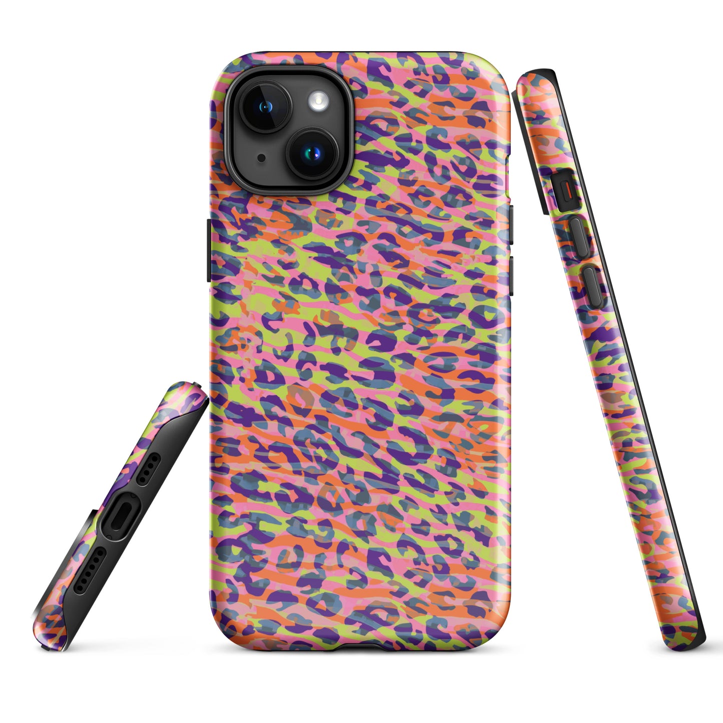 Tough Case for iPhone®- Zebra and Leopard Print Orange with Yellow