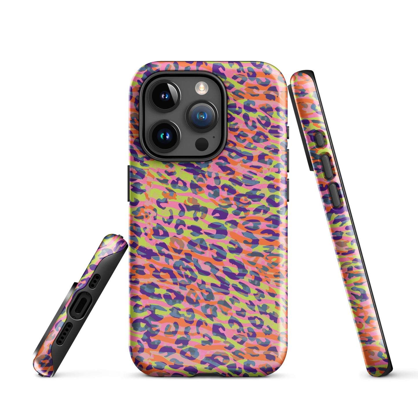 Tough Case for iPhone®- Zebra and Leopard Print Orange with Yellow