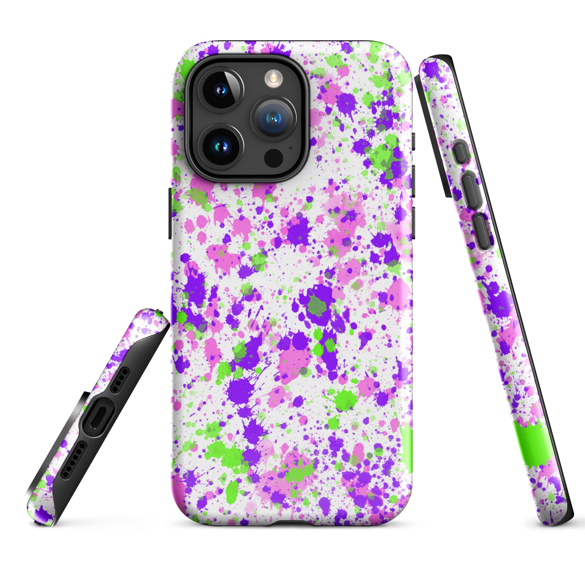 Tough Case for iPhone®- Paint Splatter Purple