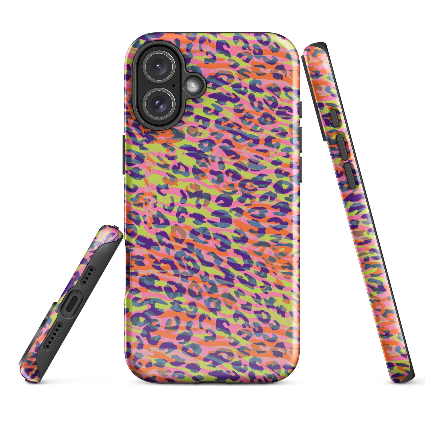 Tough Case for iPhone®- Zebra and Leopard Print Orange with Yellow