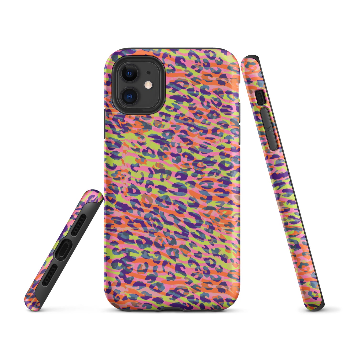 Tough Case for iPhone®- Zebra and Leopard Print Orange with Yellow