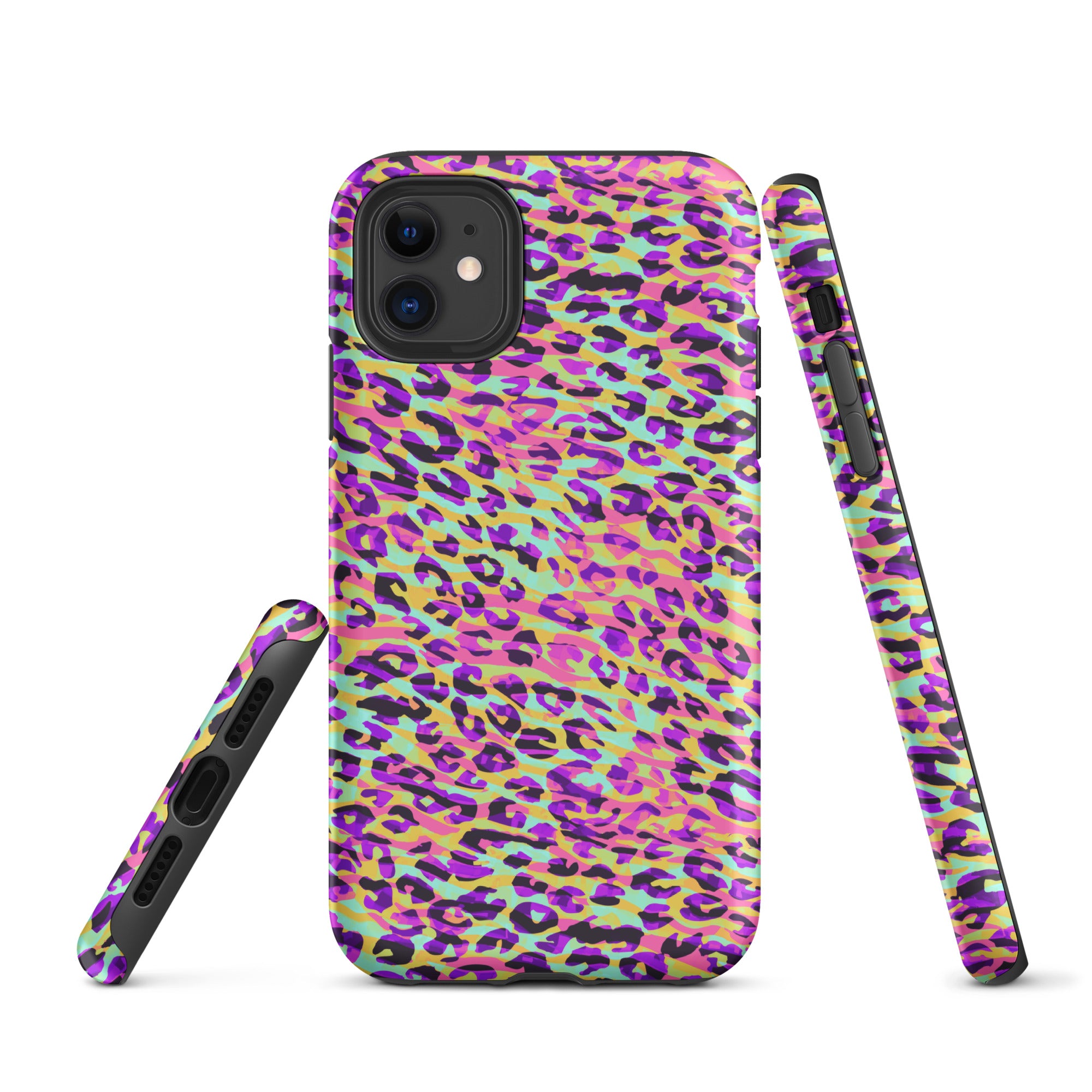 Tough Case for iPhone®- Zebra and Leopard Print Pink with Yellow