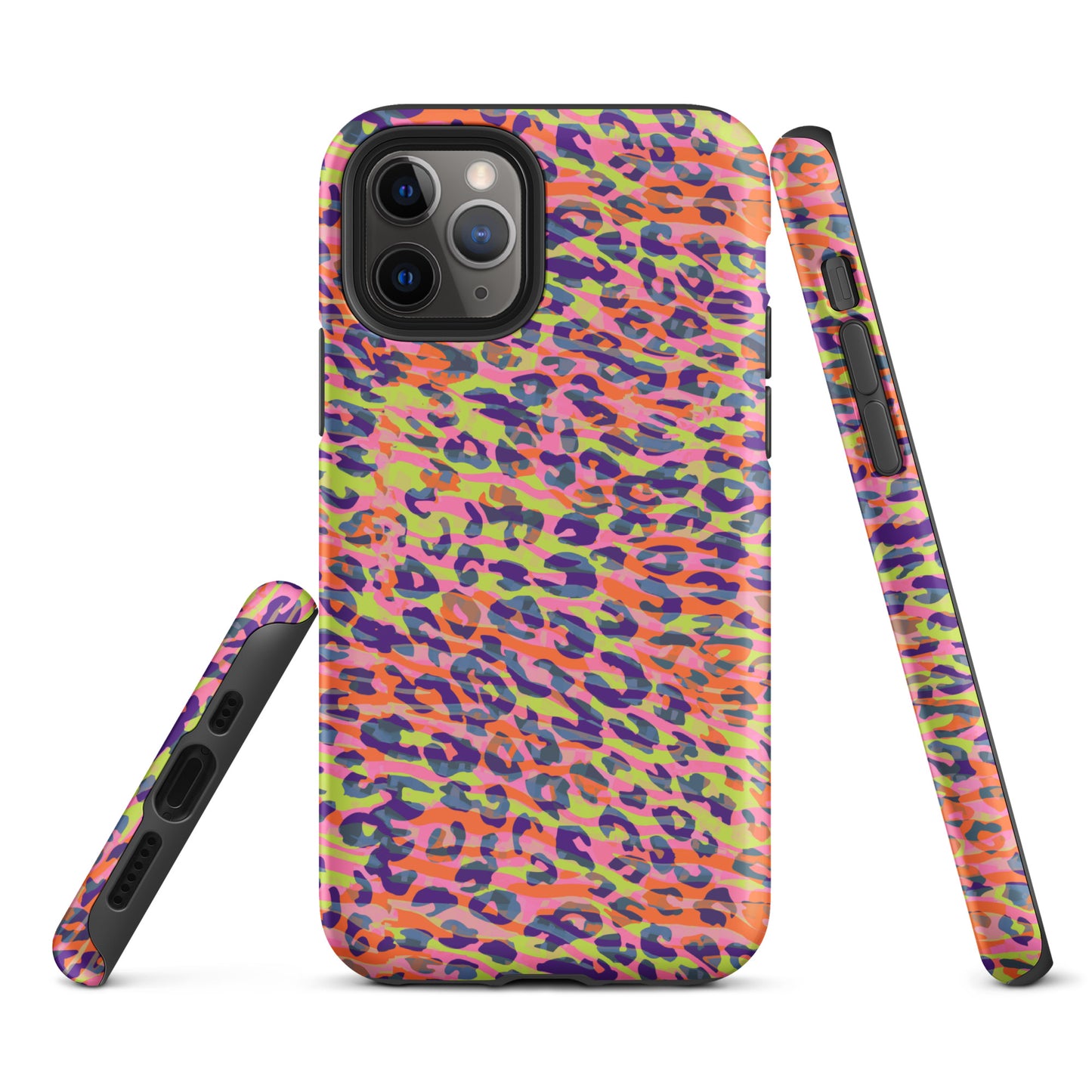 Tough Case for iPhone®- Zebra and Leopard Print Orange with Yellow