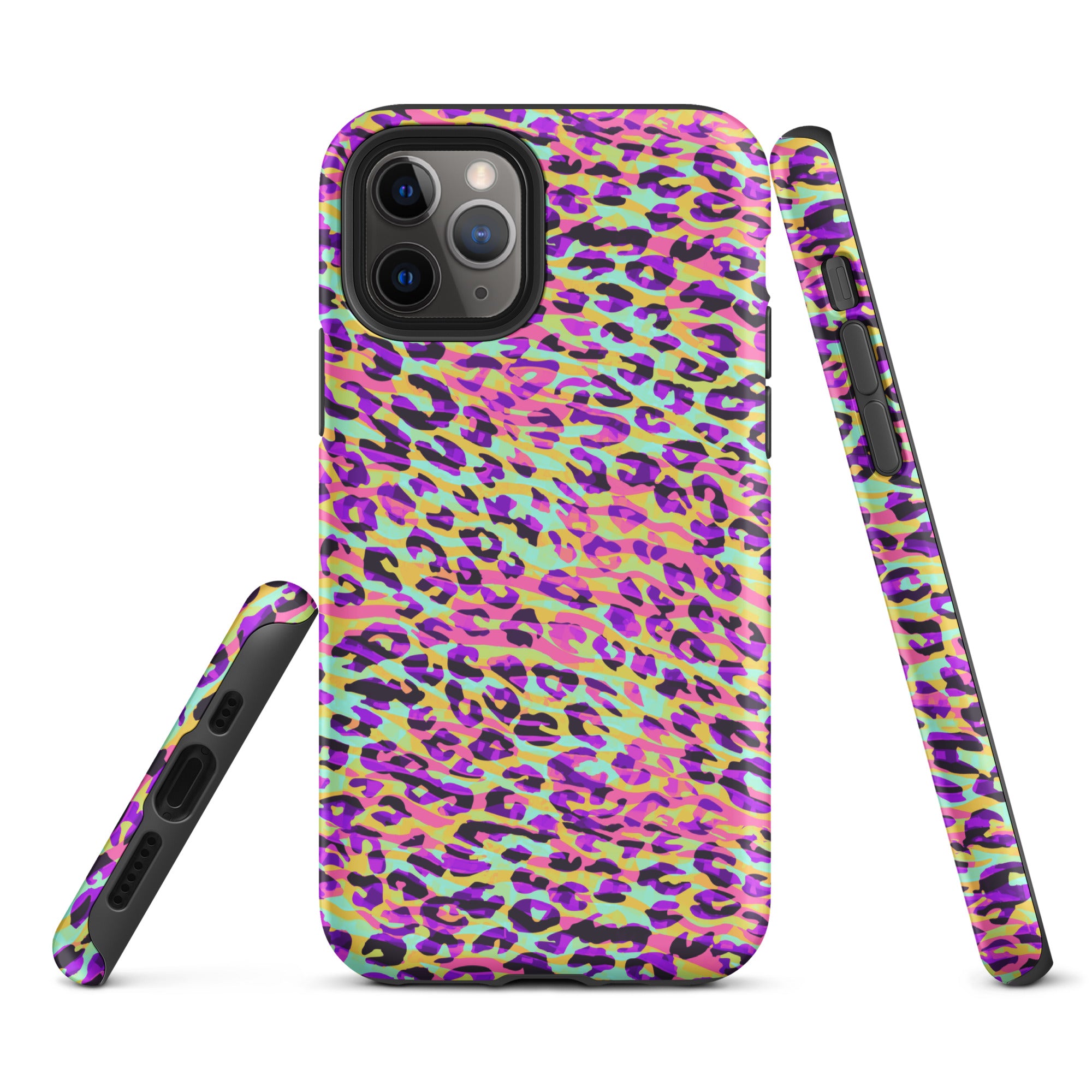 Tough Case for iPhone®- Zebra and Leopard Print Pink with Yellow