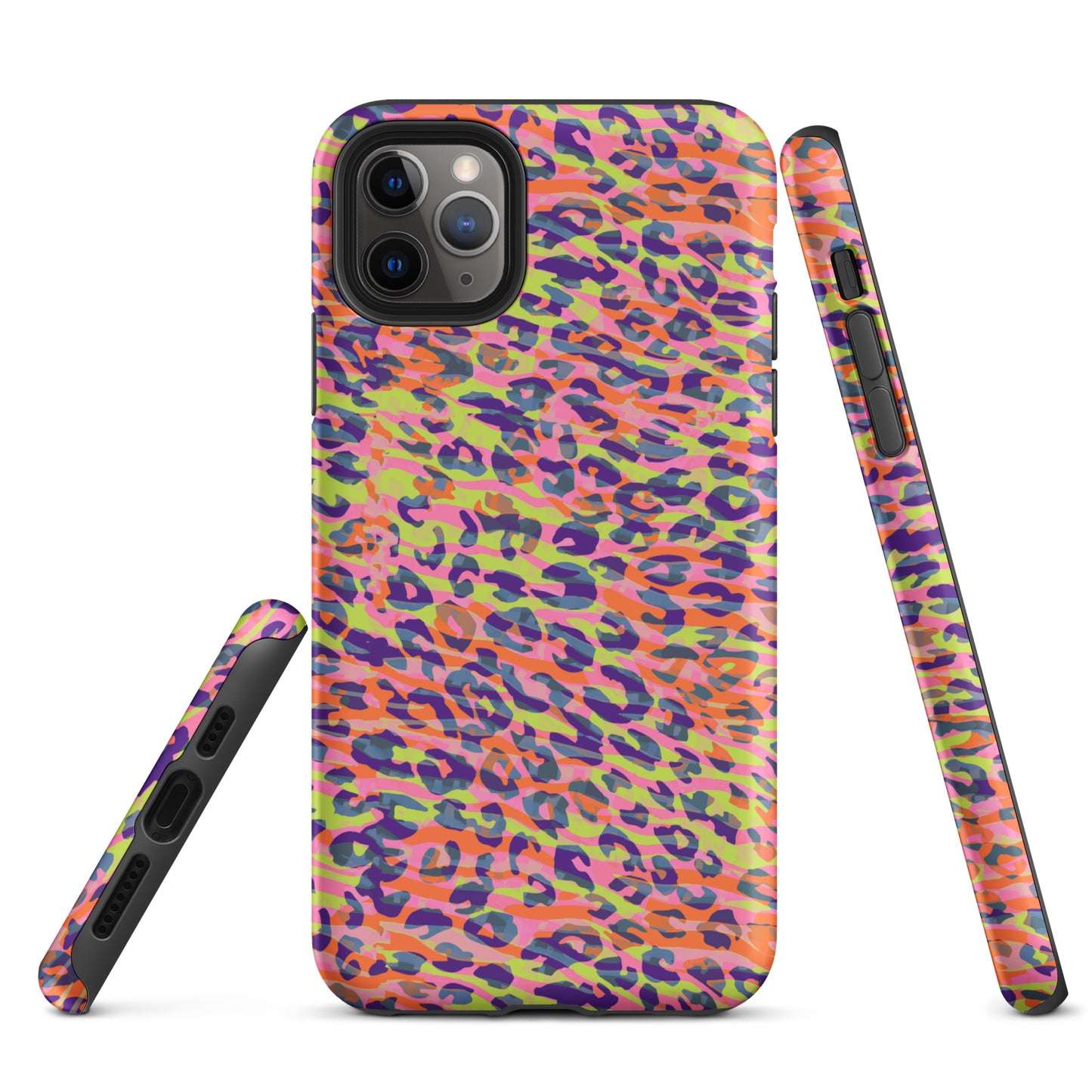 Tough Case for iPhone®- Zebra and Leopard Print Orange with Yellow