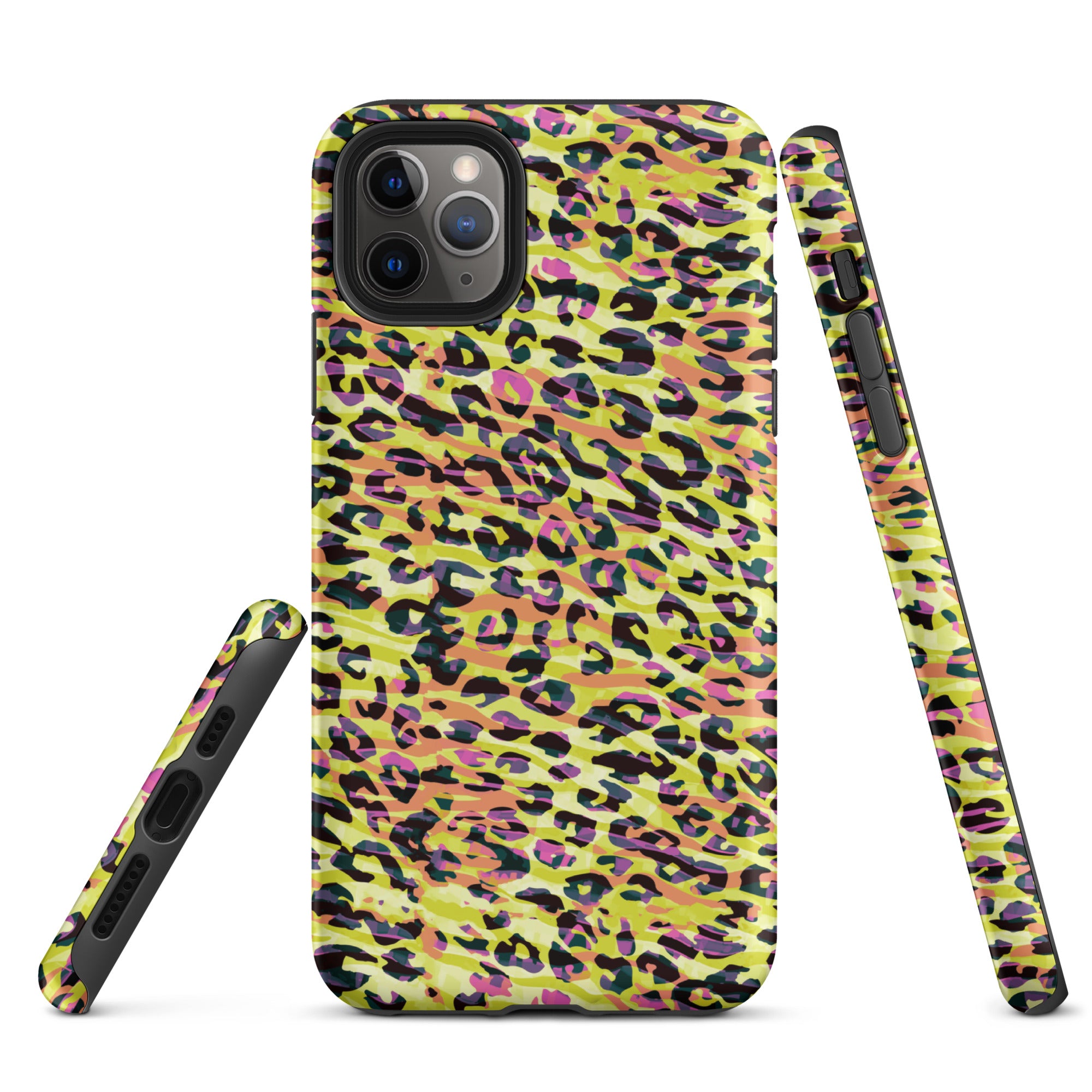 Tough Case for iPhone®- Zebra and Leopard Print Yellow with Orange
