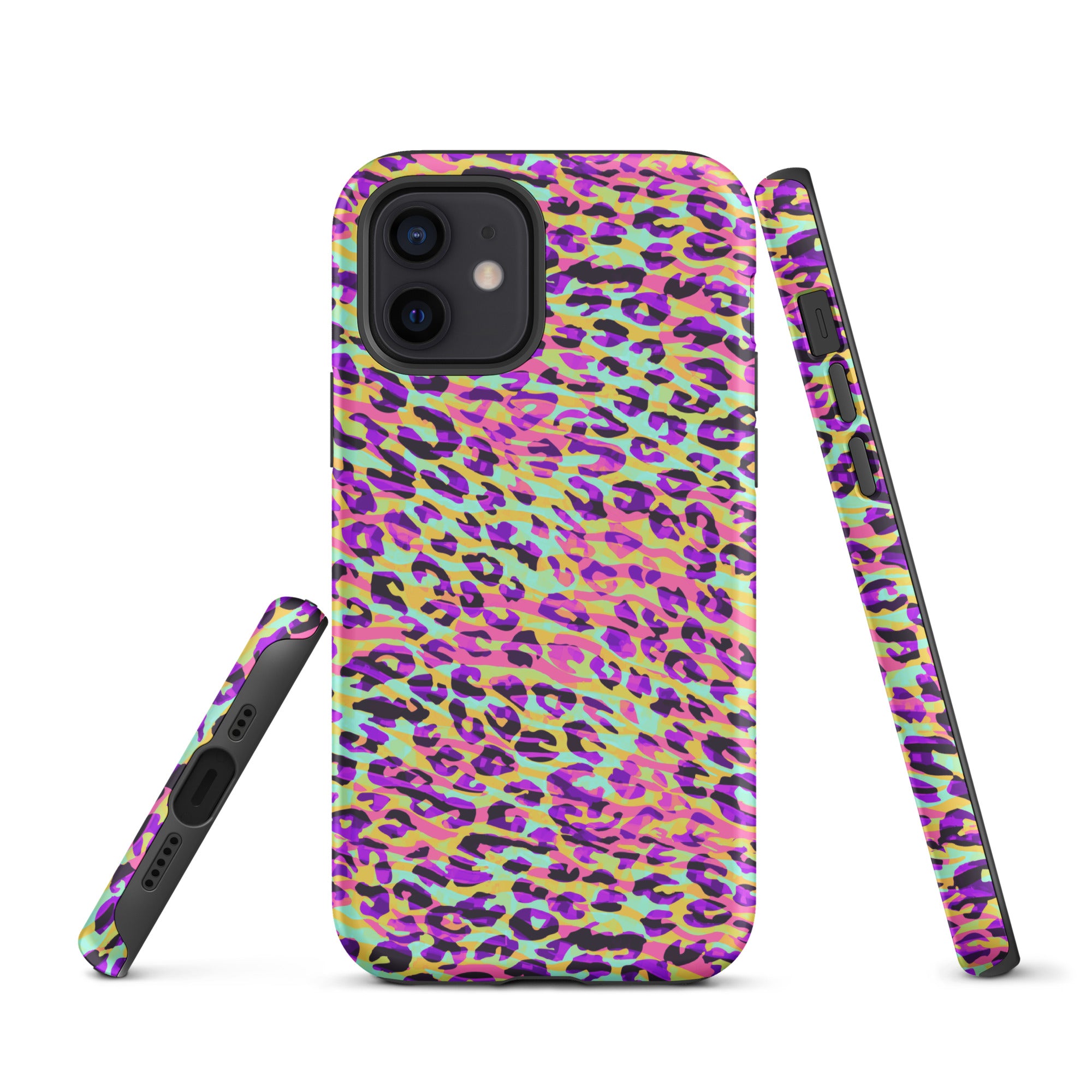 Tough Case for iPhone®- Zebra and Leopard Print Pink with Yellow
