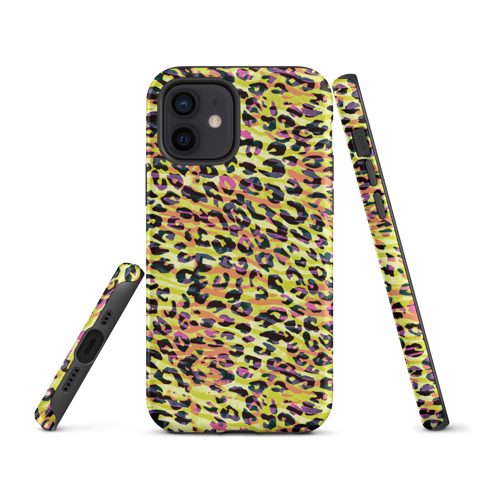 Tough Case for iPhone®- Zebra and Leopard Print Yellow with Orange