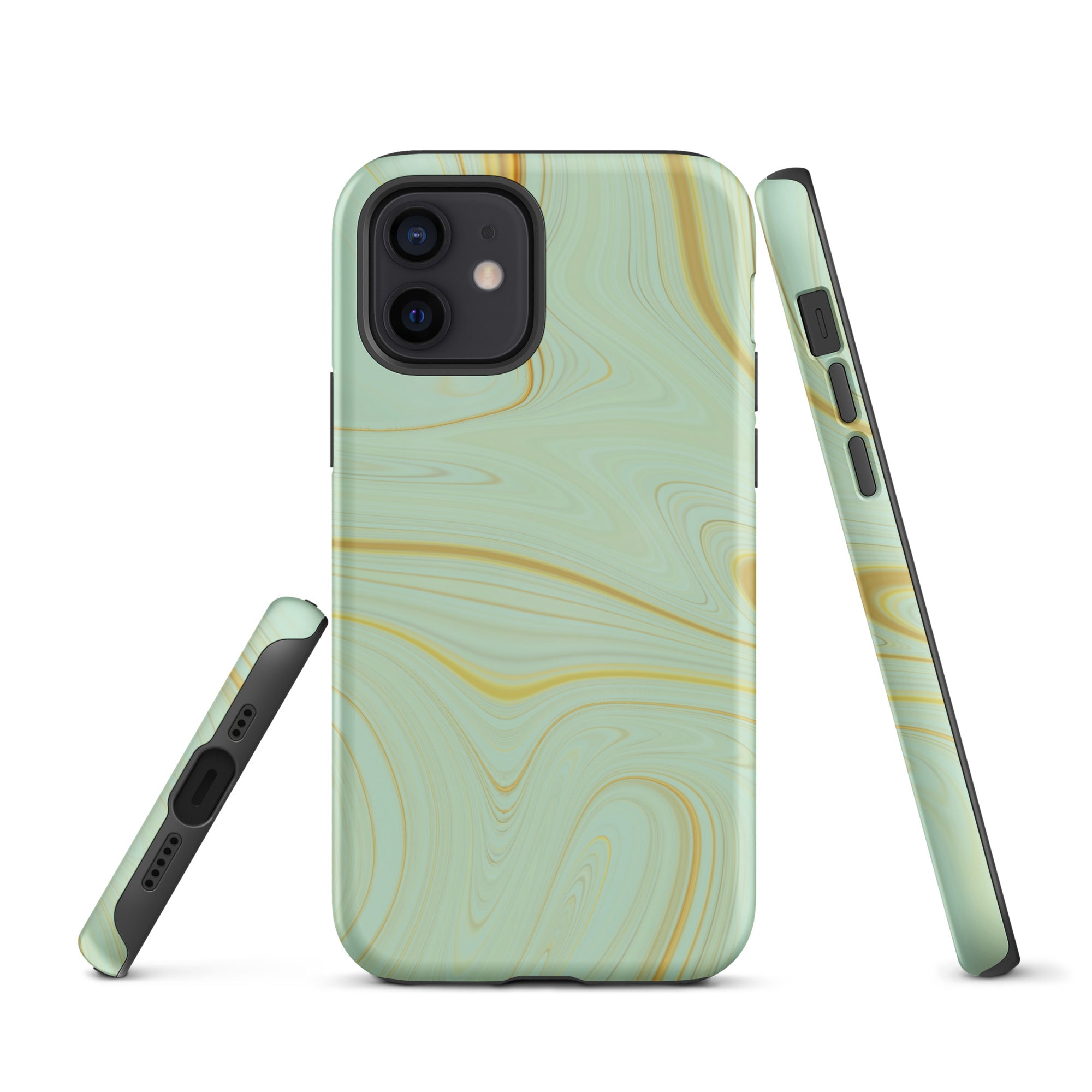 Tough Case for iPhone®- Liquid Gold Marble Green