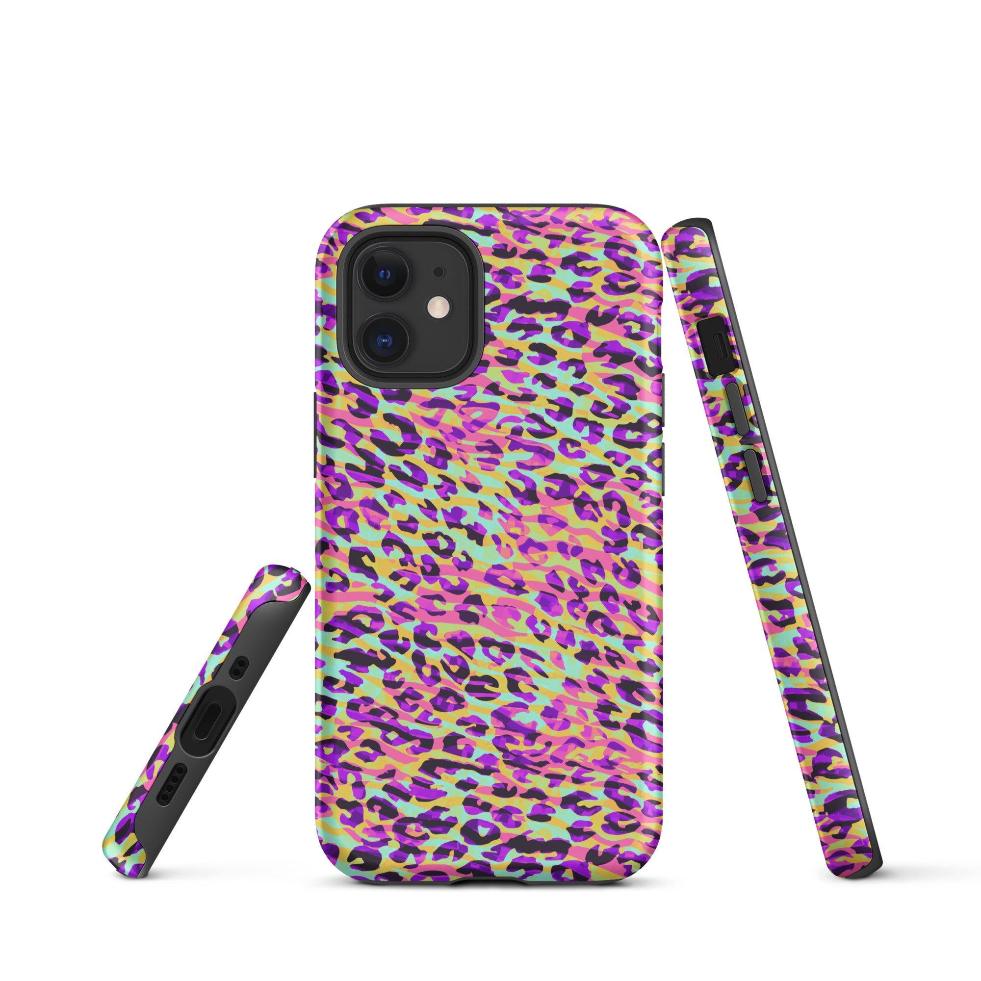 Tough Case for iPhone®- Zebra and Leopard Print Pink with Yellow