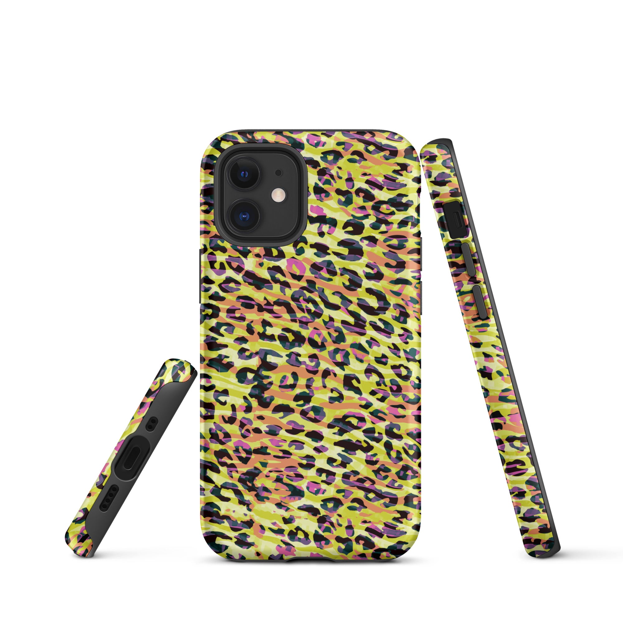 Tough Case for iPhone®- Zebra and Leopard Print Yellow with Orange