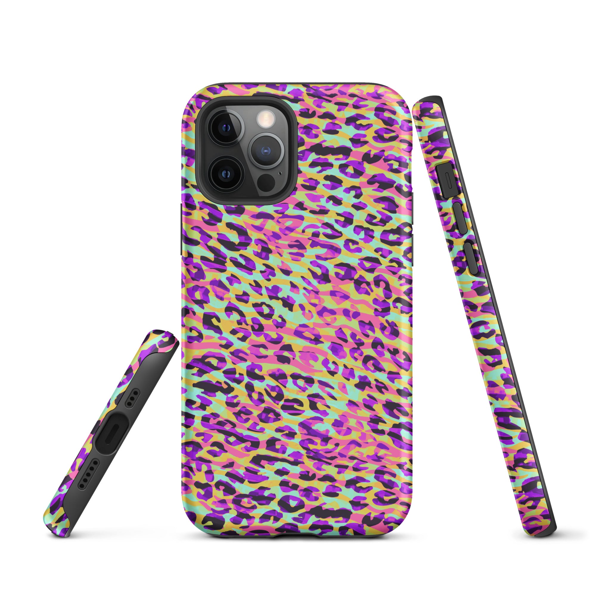 Tough Case for iPhone®- Zebra and Leopard Print Pink with Yellow