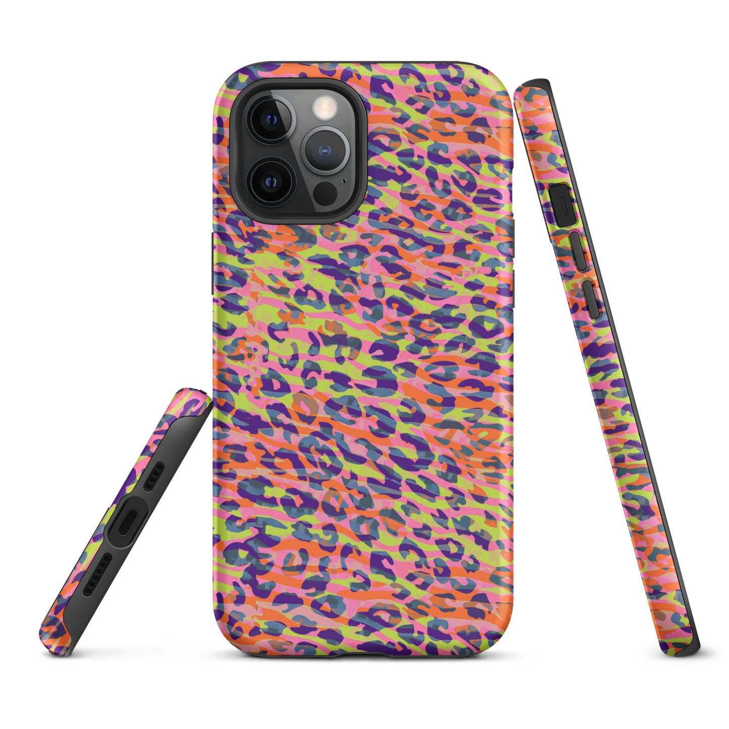 Tough Case for iPhone®- Zebra and Leopard Print Orange with Yellow