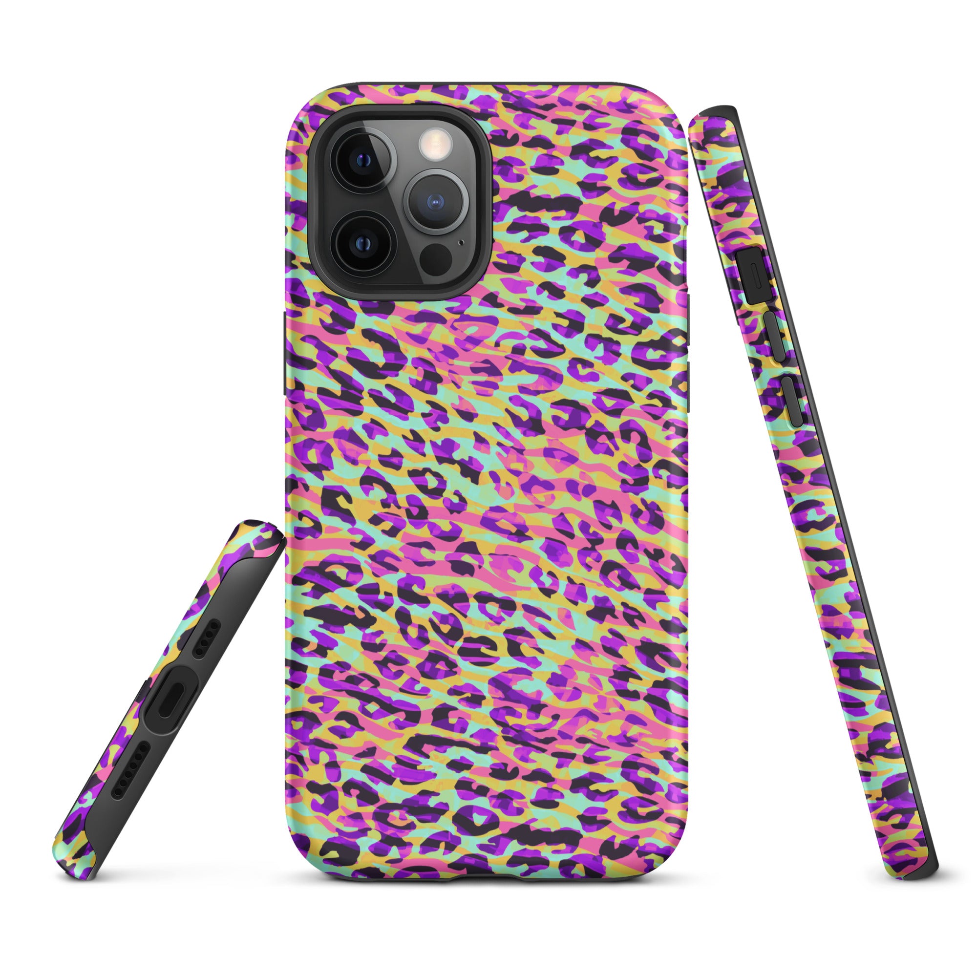 Tough Case for iPhone®- Zebra and Leopard Print Pink with Yellow