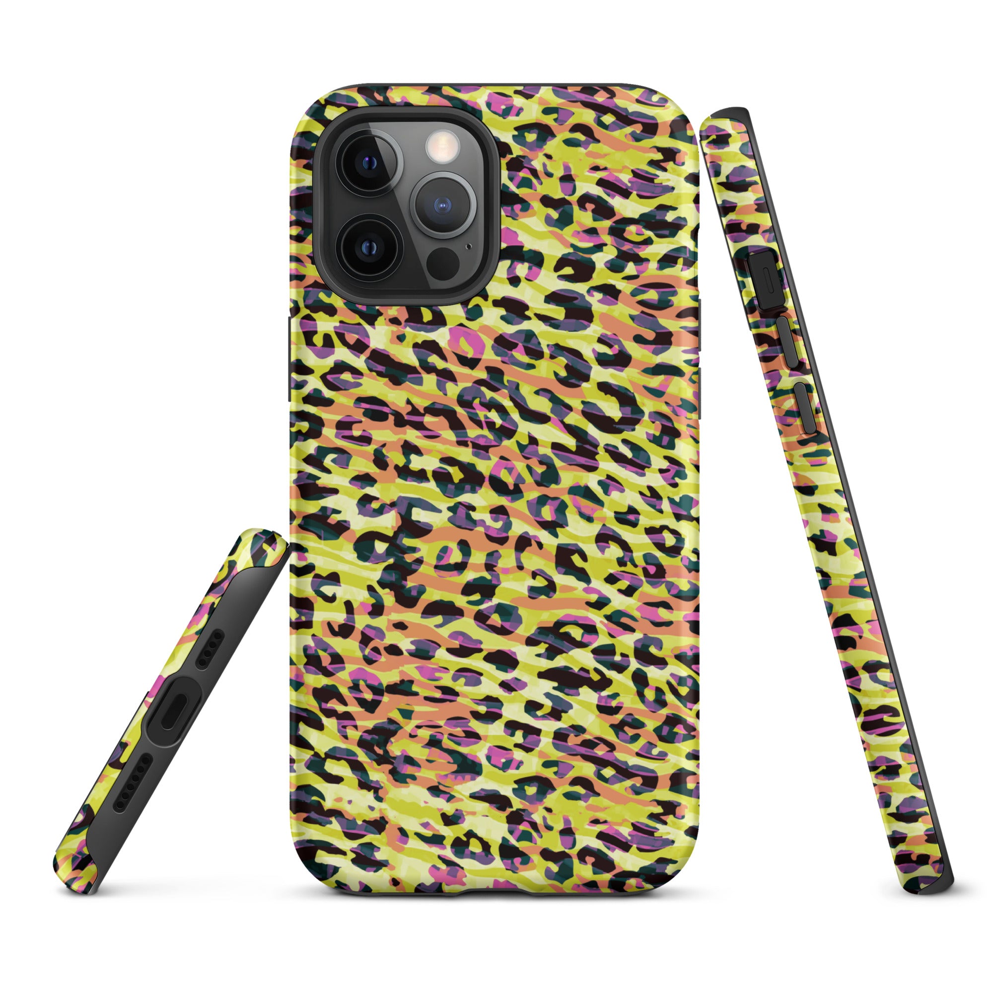 Tough Case for iPhone®- Zebra and Leopard Print Yellow with Orange