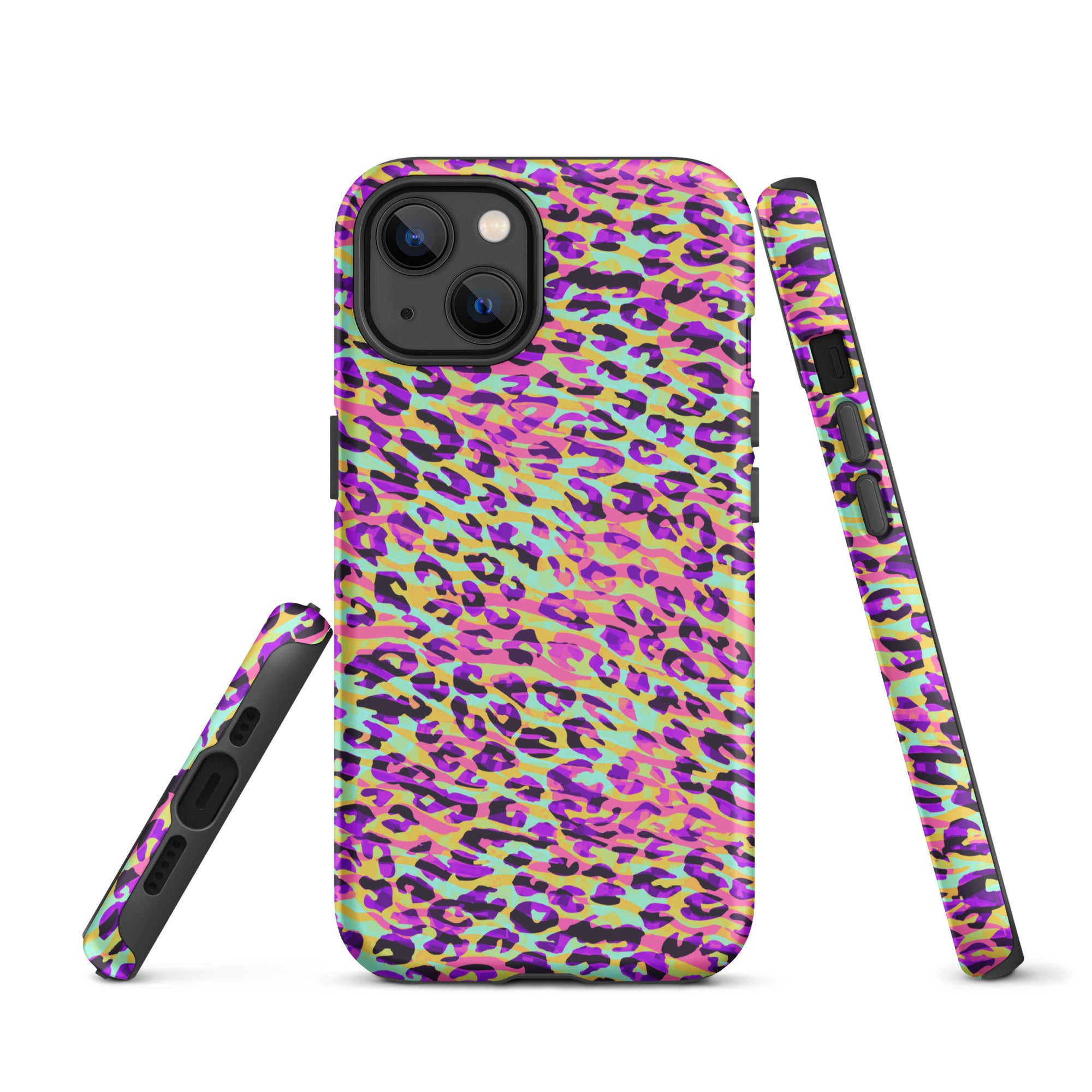 Tough Case for iPhone®- Zebra and Leopard Print Pink with Yellow