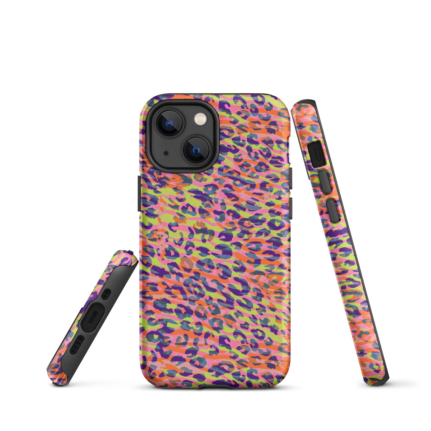 Tough Case for iPhone®- Zebra and Leopard Print Orange with Yellow