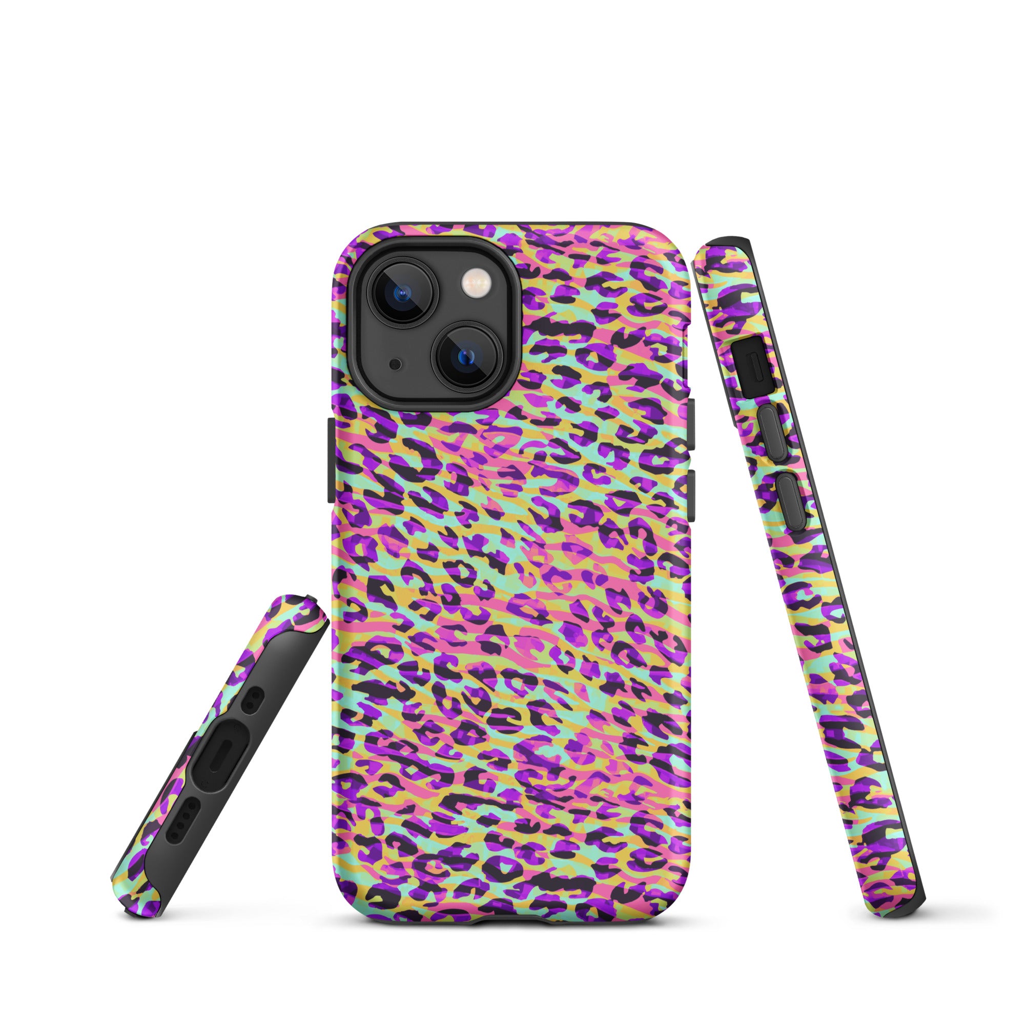 Tough Case for iPhone®- Zebra and Leopard Print Pink with Yellow