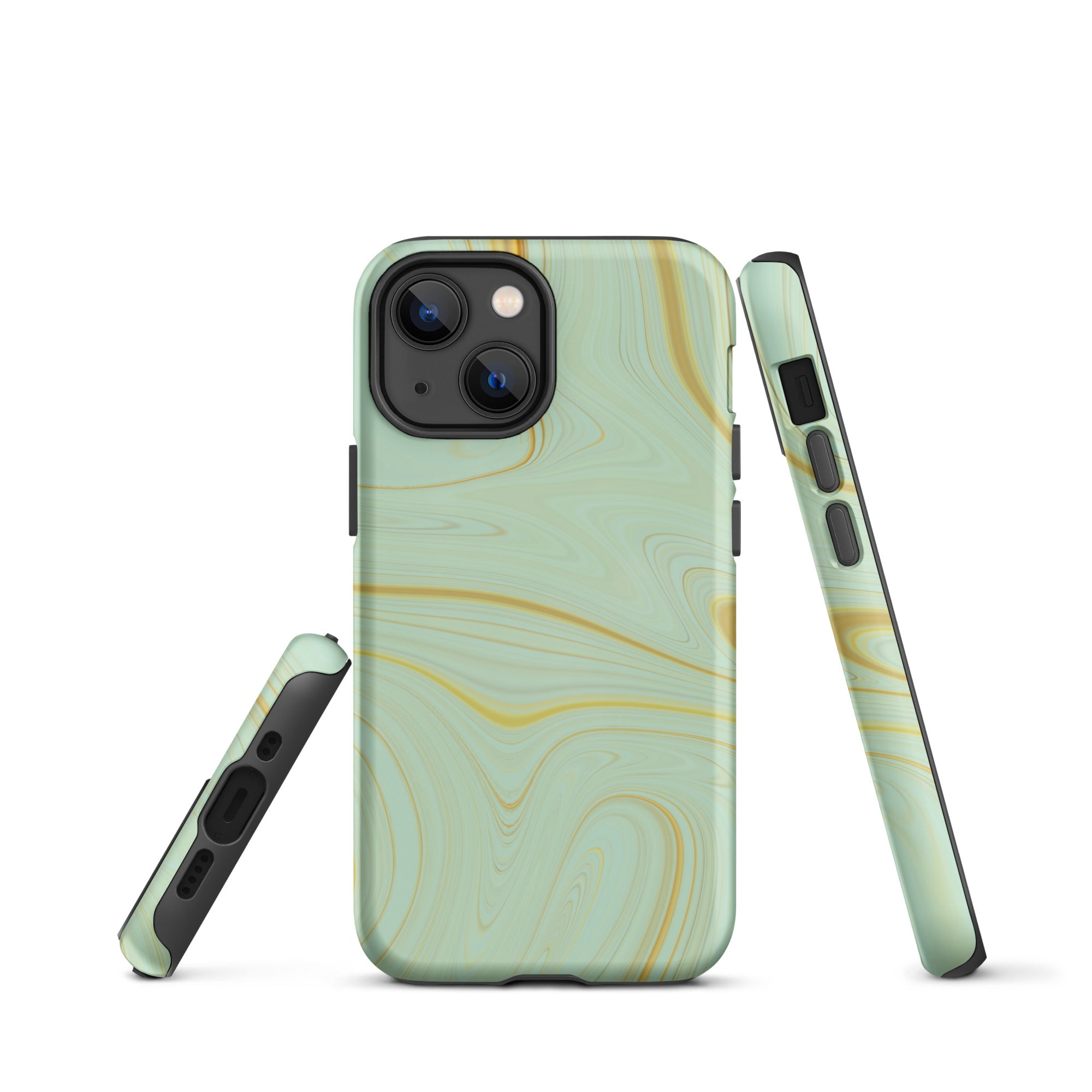 Tough Case for iPhone®- Liquid Gold Marble Green